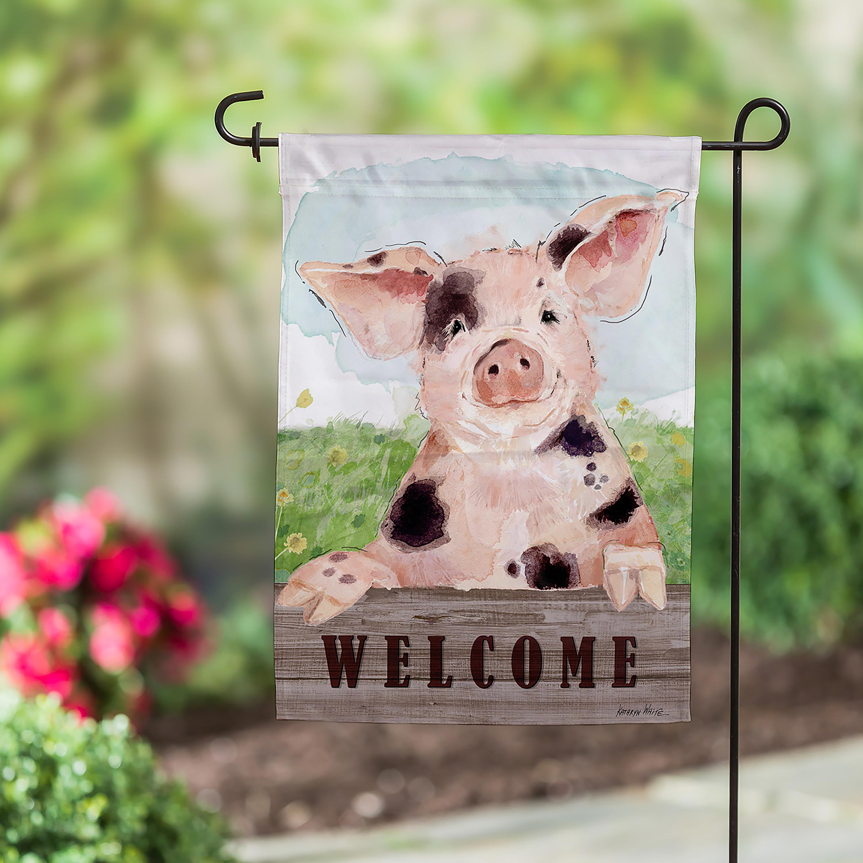 Spotted Pig Garden Suede Flag - Sports Collectibles, Sports Memorabilia, Sports Fan Shop, Sports Gifts
