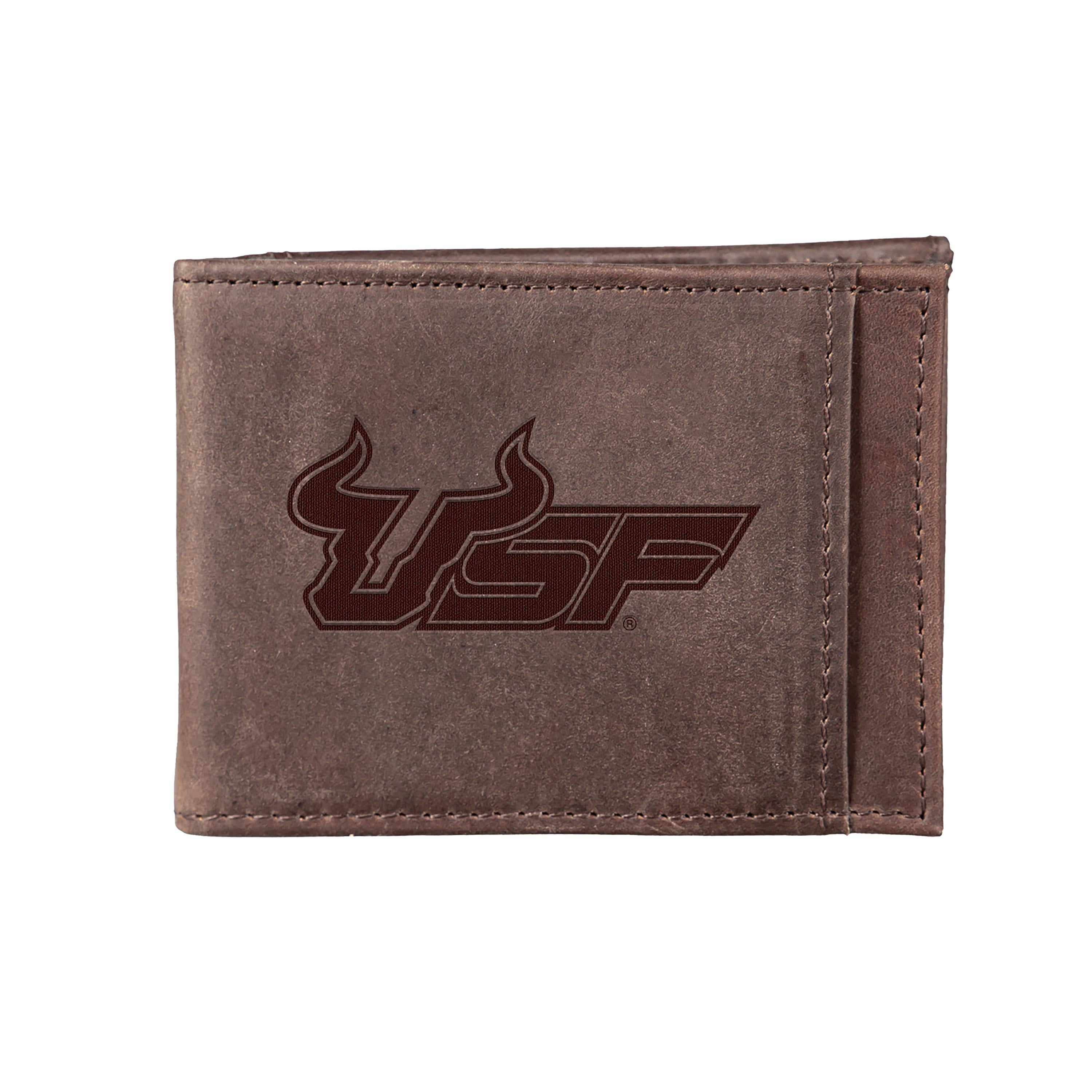 Front Pocket Wallet w/ RFID Blocking, South Florida, Brown - Sports Collectibles, Sports Memorabilia, Sports Fan Shop, Sports Gifts