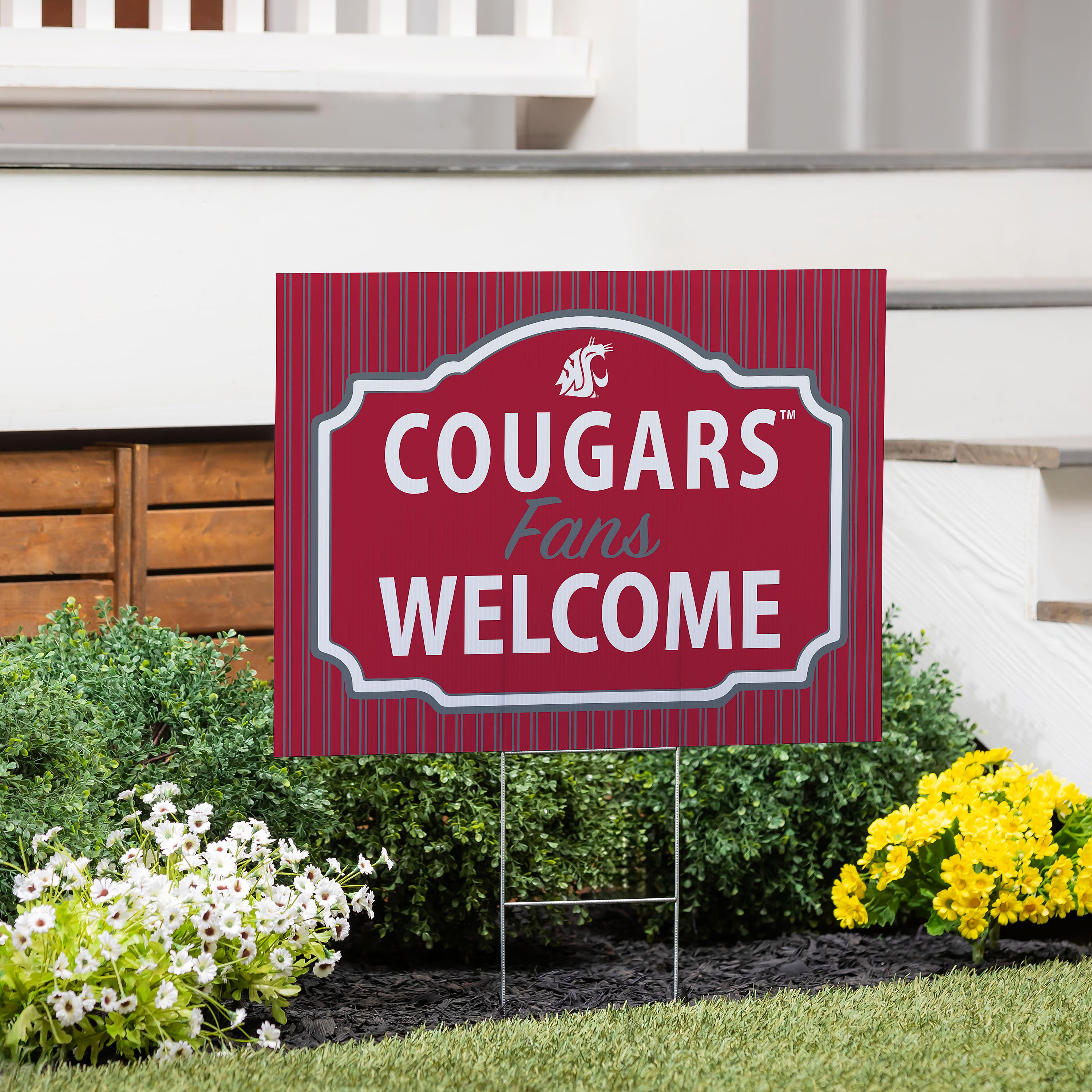 Washington State University Coroplast Yard Sign, "Fans Welcome" - Sports Collectibles, Sports Memorabilia, Sports Fan Shop, Sports Gifts