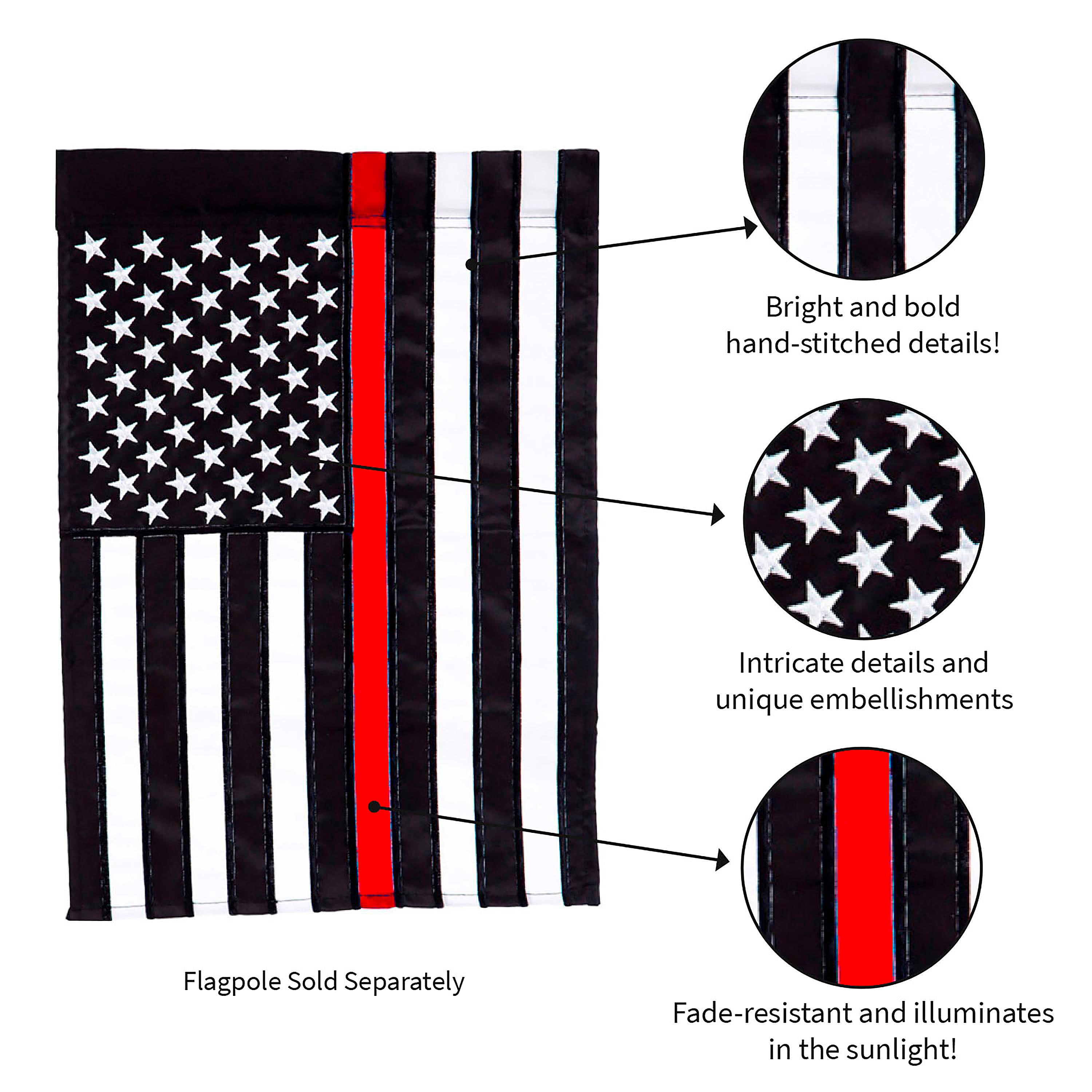 Thin Red Line Garden Applique Flag - Sports Collectibles, Sports Memorabilia, Sports Fan Shop, Sports Gifts