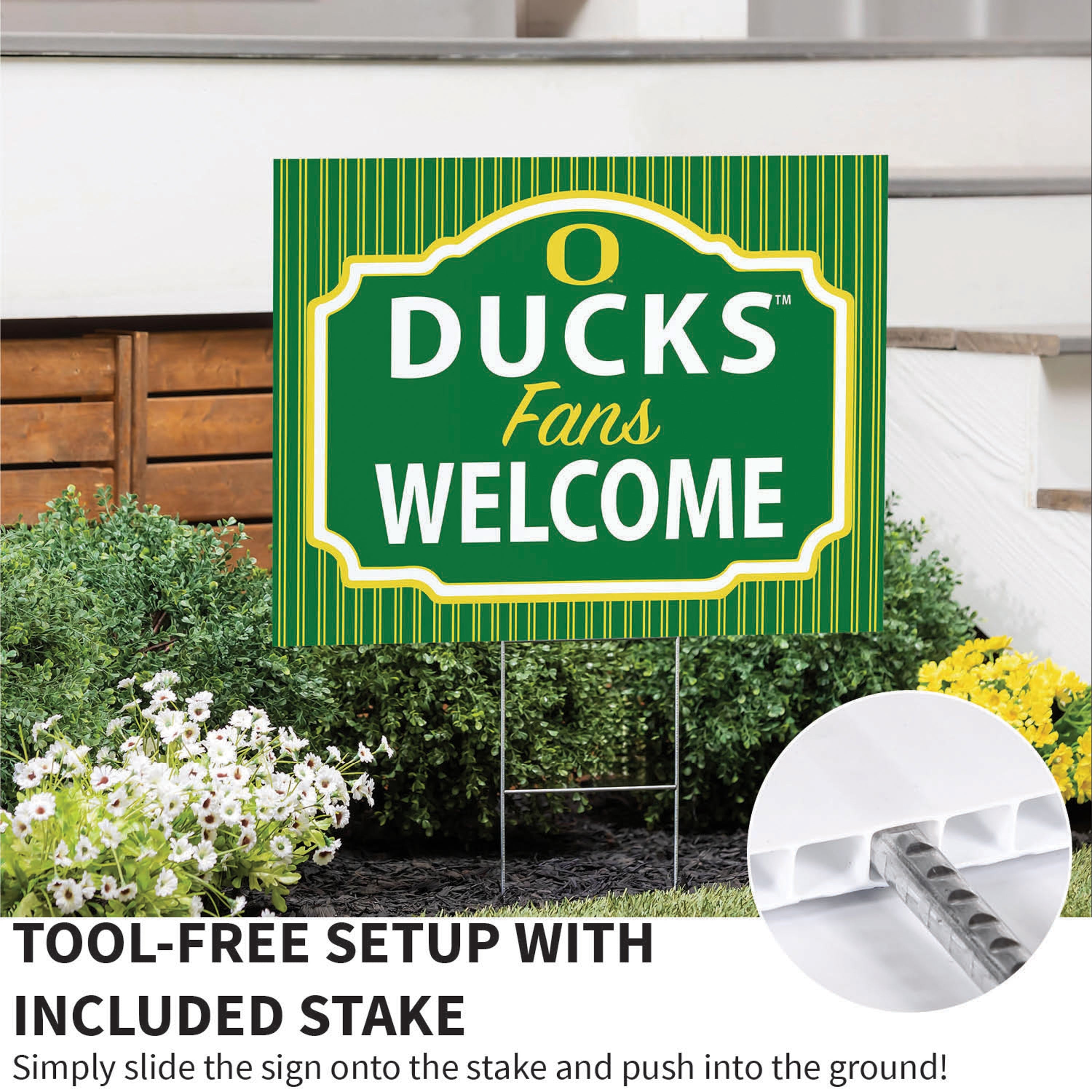 University of Oregon Coroplast Yard Sign, "Fans Welcome" - Sports Collectibles, Sports Memorabilia, Sports Fan Shop, Sports Gifts