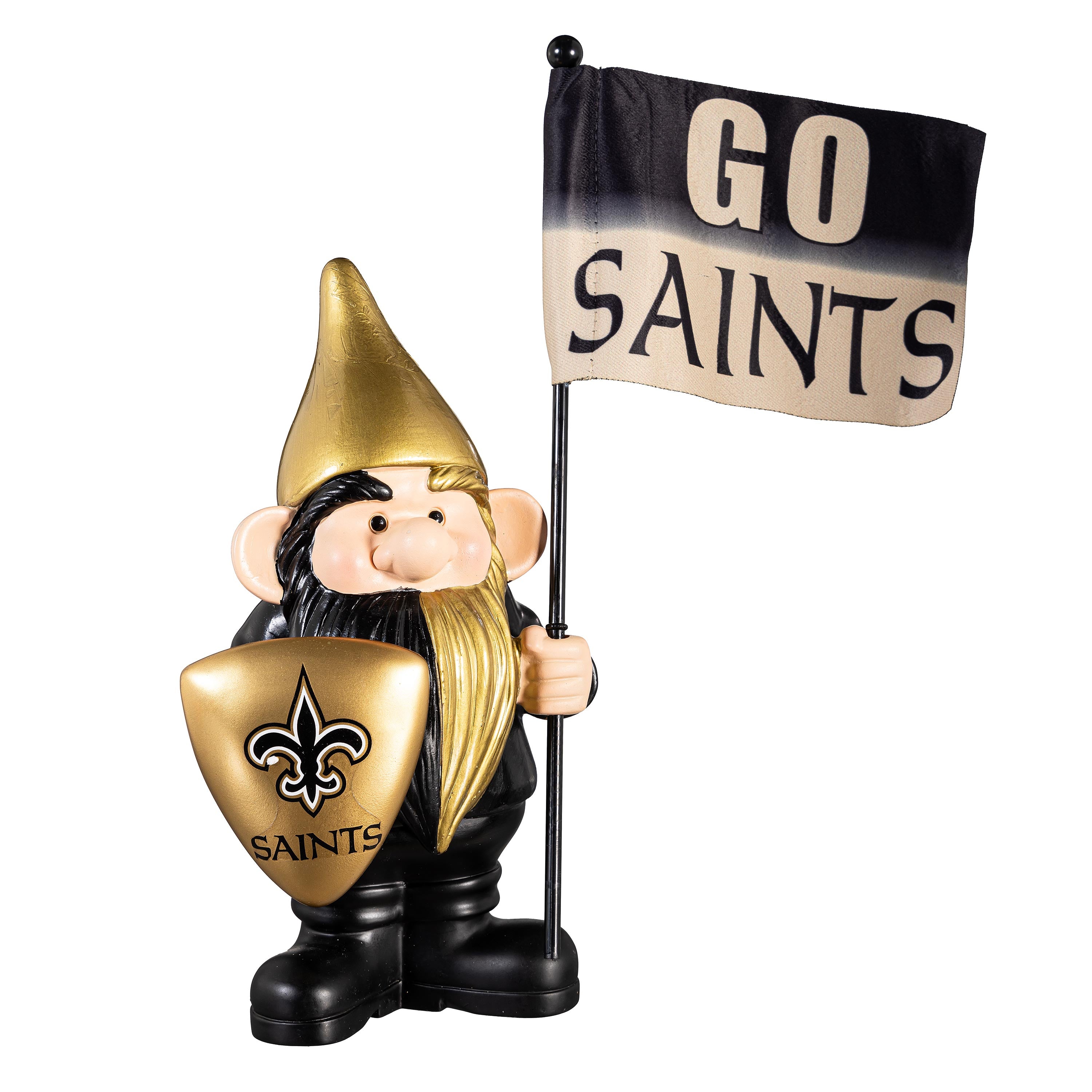 New Orleans Saints, Flag Holder Gnome - Sports Collectibles, Sports Memorabilia, Sports Fan Shop, Sports Gifts