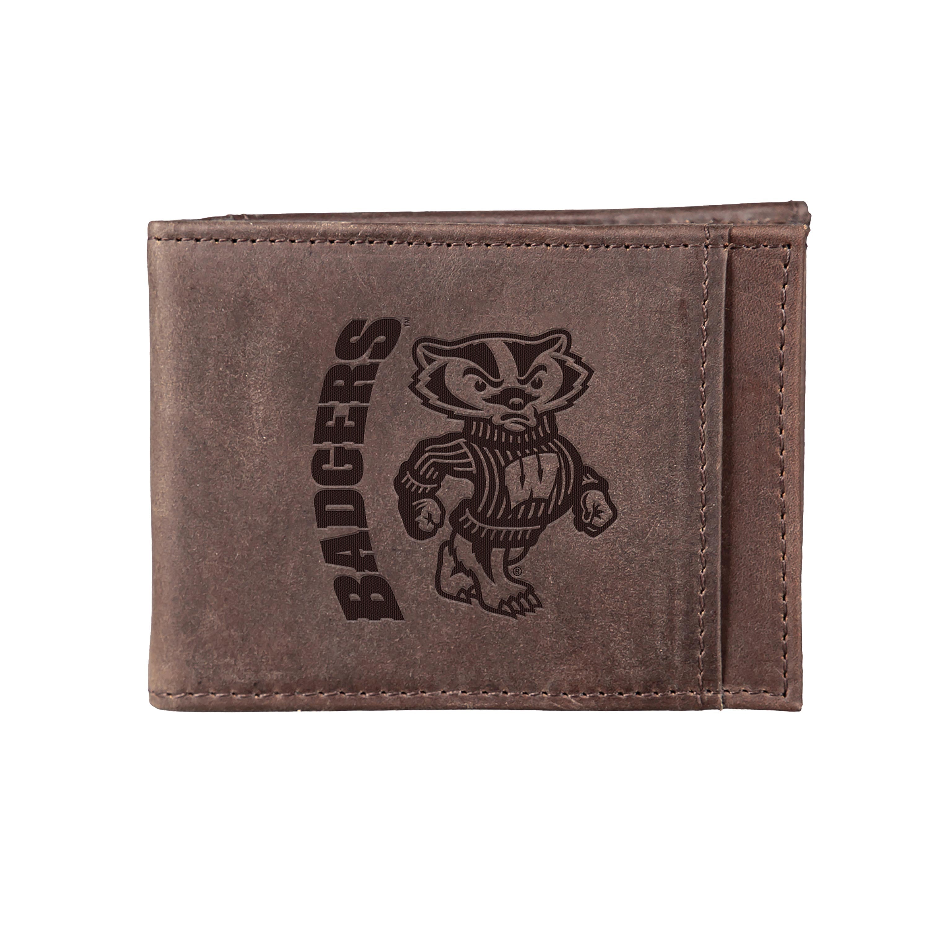 Front Pocket Wallet w/ RFID Blocking, University of Wisconsin-Madison, Brown - Sports Collectibles, Sports Memorabilia, Sports Fan Shop, Sports Gifts