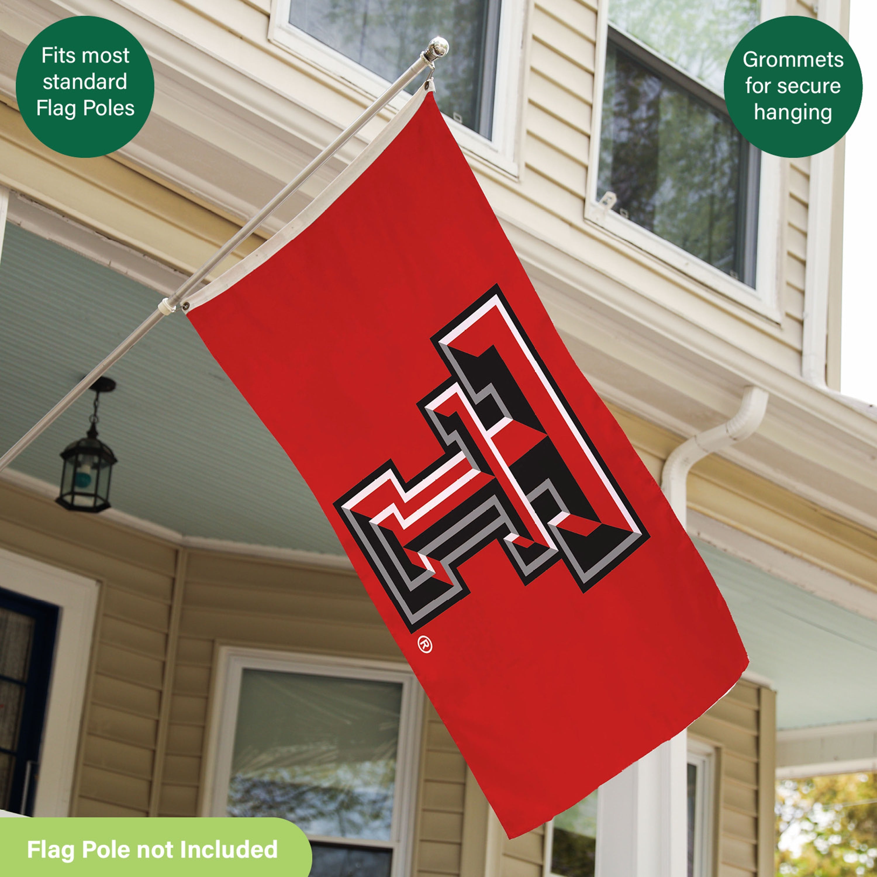 Texas Tech University Single Sided Estate Flag with 2 Grommets, 3'x5' - Sports Gifts, Sports Memorabilia, Sports Collectibles, Fan Shop