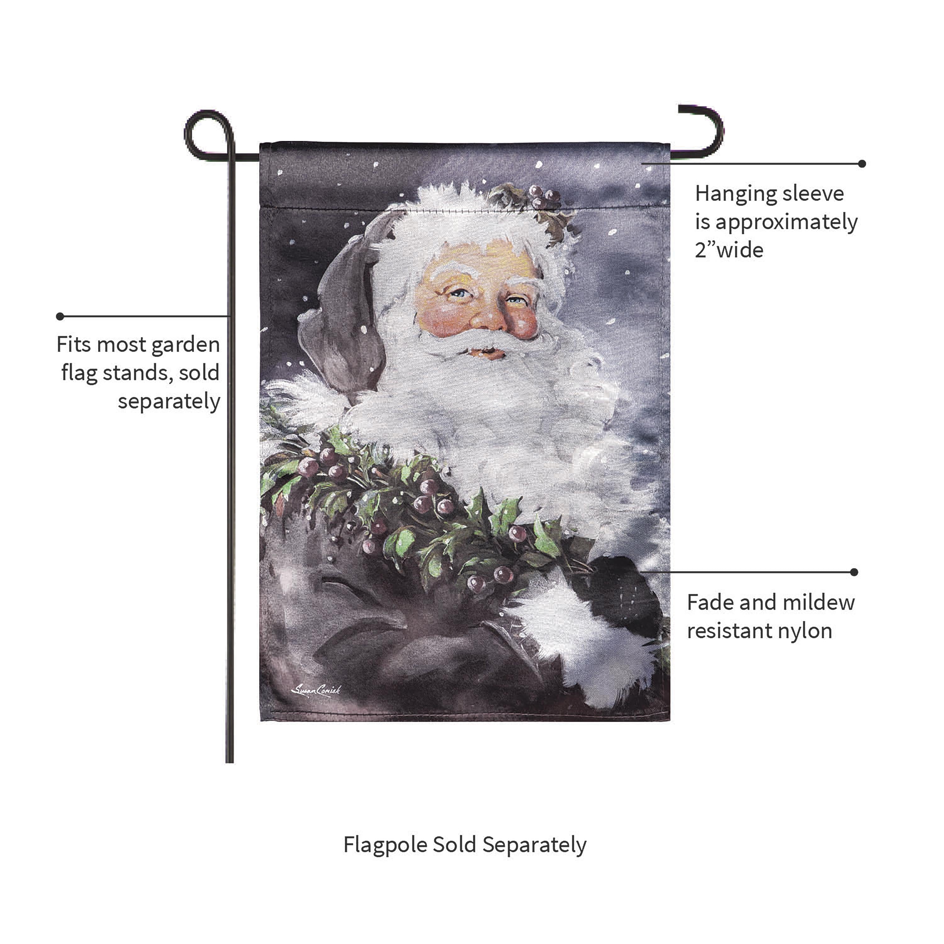 Santa in the Winter Lustre Garden Flag - Sports Collectibles, Sports Memorabilia, Sports Fan Shop, Sports Gifts