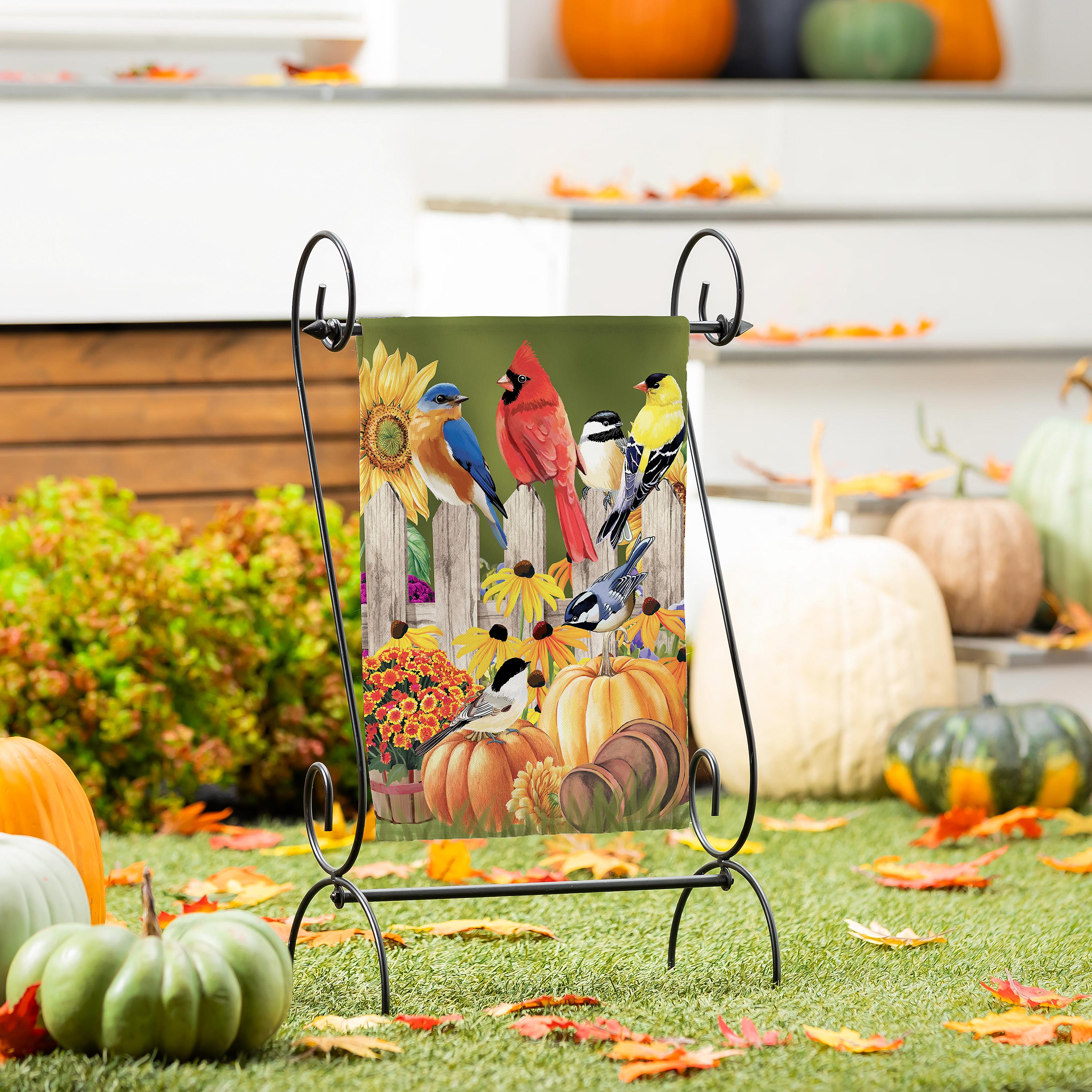 Flock Of Pumpkins Suede Garden Flag - Sports Collectibles, Sports Memorabilia, Sports Fan Shop, Sports Gifts