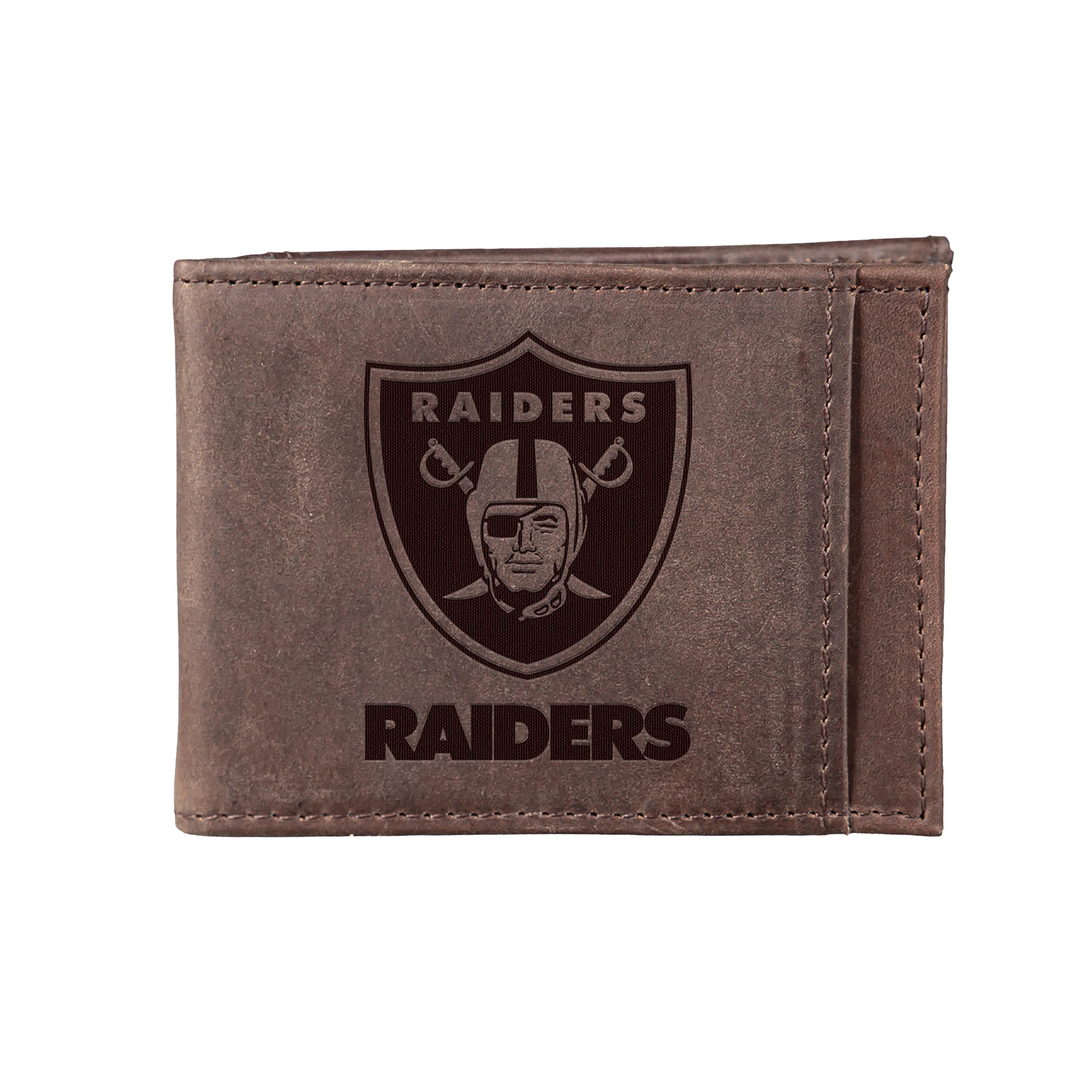 Front Pocket Wallet w/ RFID Blocking, Las Vegas Raiders, Brown - Sports Collectibles, Sports Memorabilia, Sports Fan Shop, Sports Gifts