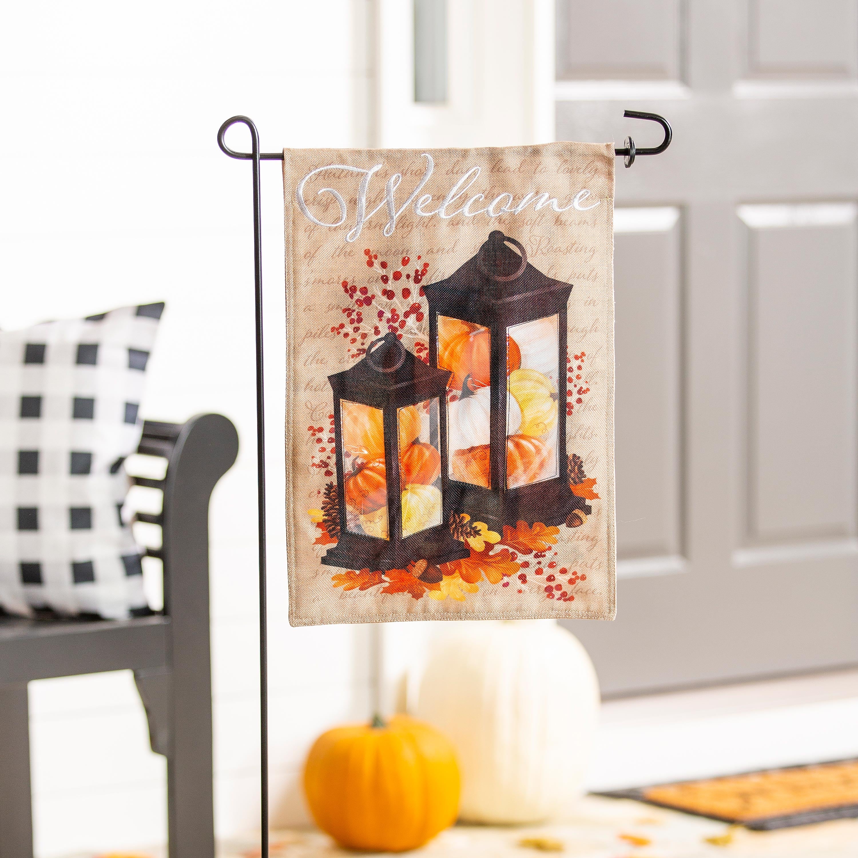 Pumpkin Lanterns Garden Burlap Flag - Sports Collectibles, Sports Memorabilia, Sports Fan Shop, Sports Gifts