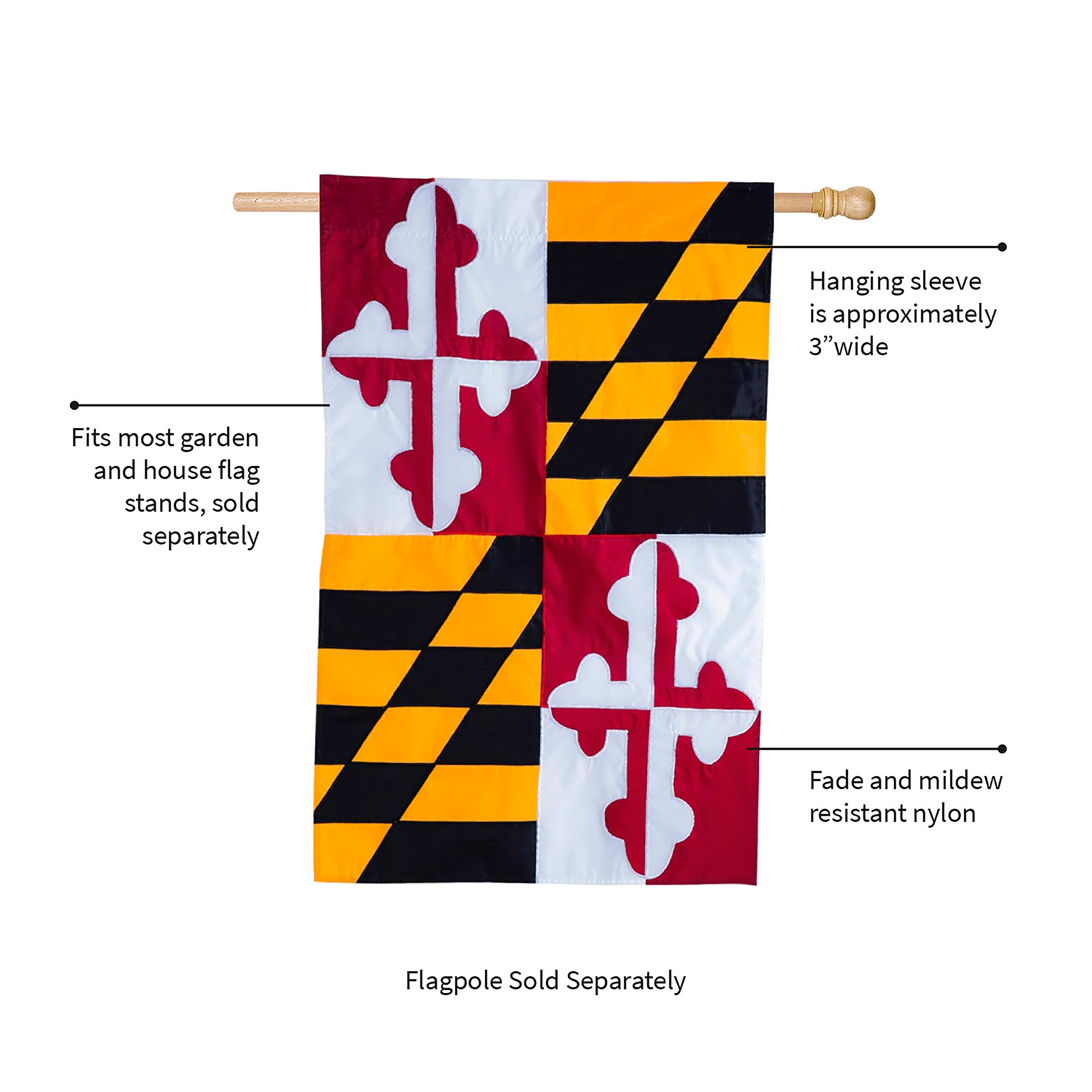 Maryland State Flag House Applique Flag - Sports Collectibles, Sports Memorabilia, Sports Fan Shop, Sports Gifts