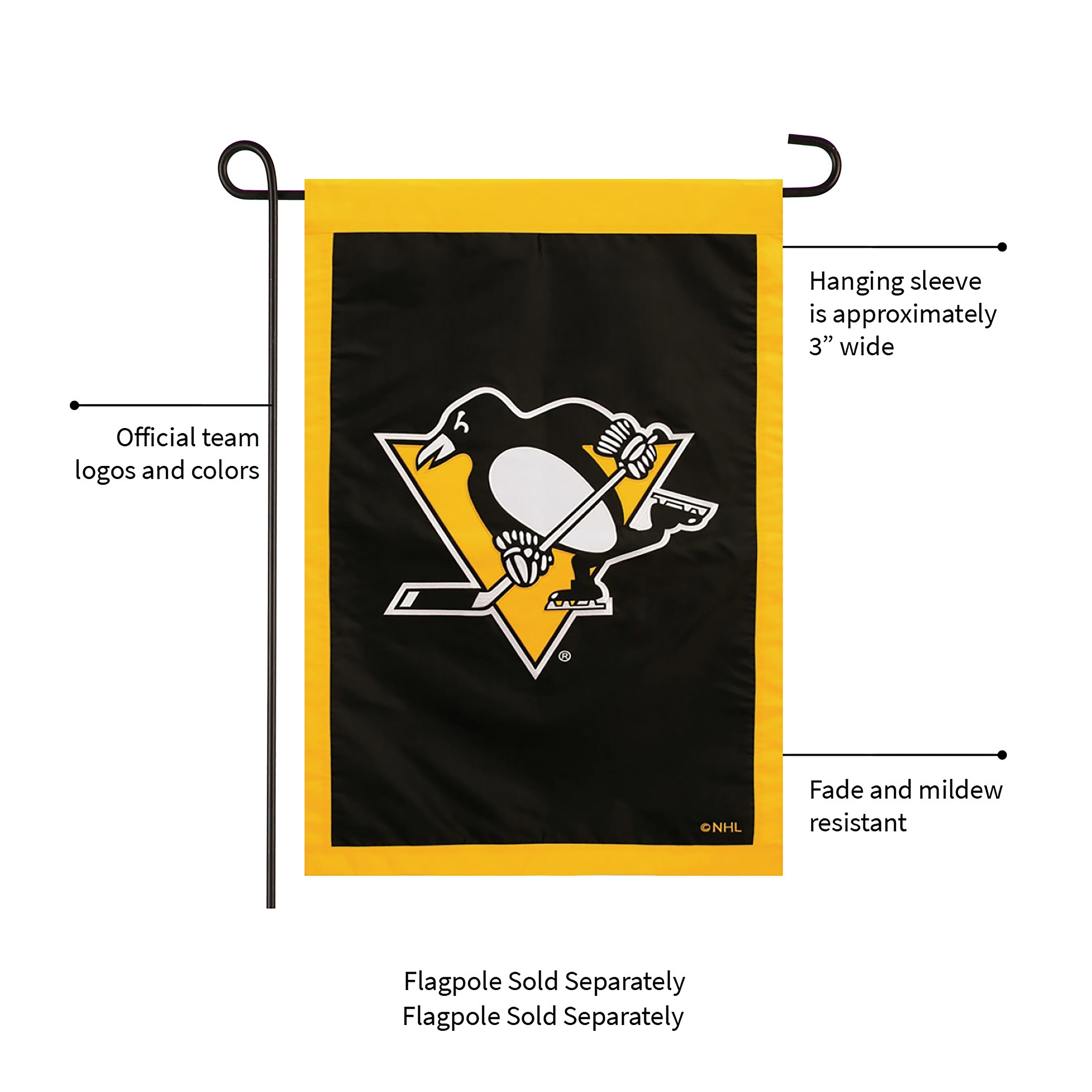 Pittsburgh Penguins Applique Flag - Sports Collectibles, Sports Memorabilia, Sports Fan Shop, Sports Gifts