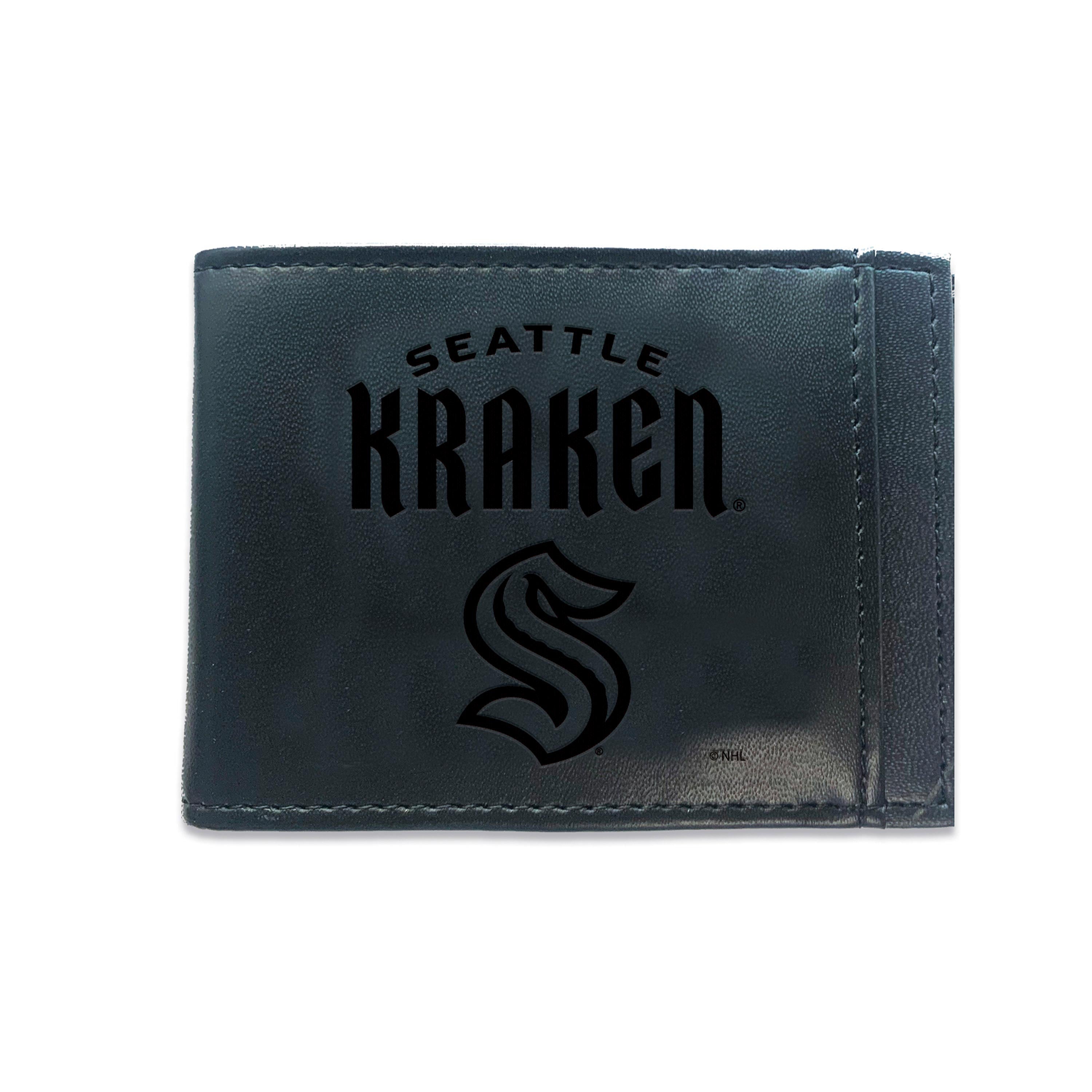 Front Pocket Wallet w/ RFID Blocking, Seattle Kraken, Black - Sports Gifts, Sports Memorabilia, Sports Collectibles, Fan Shop