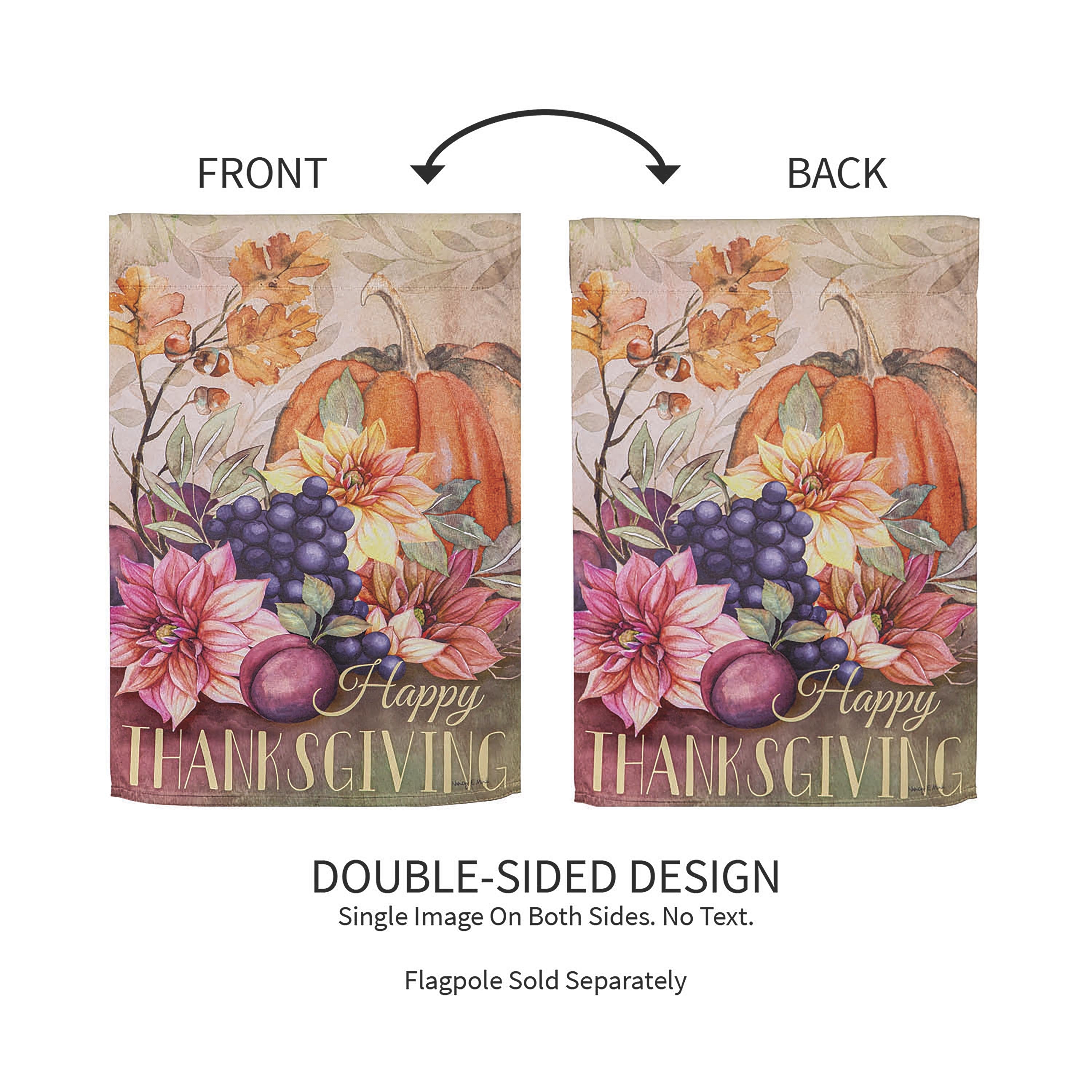 Happy Thanksgiving Suede Garden Flag - Sports Collectibles, Sports Memorabilia, Sports Fan Shop, Sports Gifts