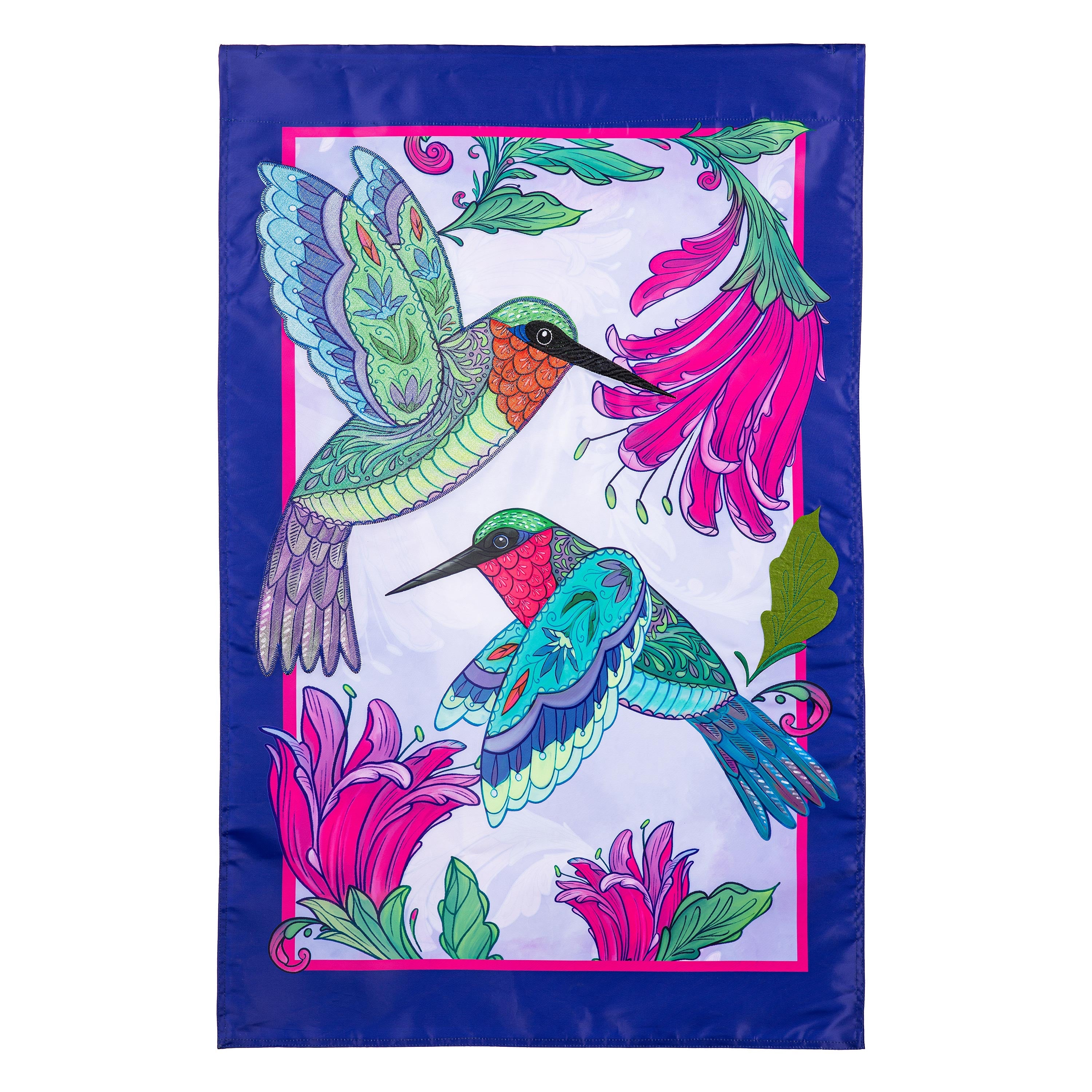 Colorful Hummingbird Applique House Flag - Sports Collectibles, Sports Memorabilia, Sports Fan Shop, Sports Gifts