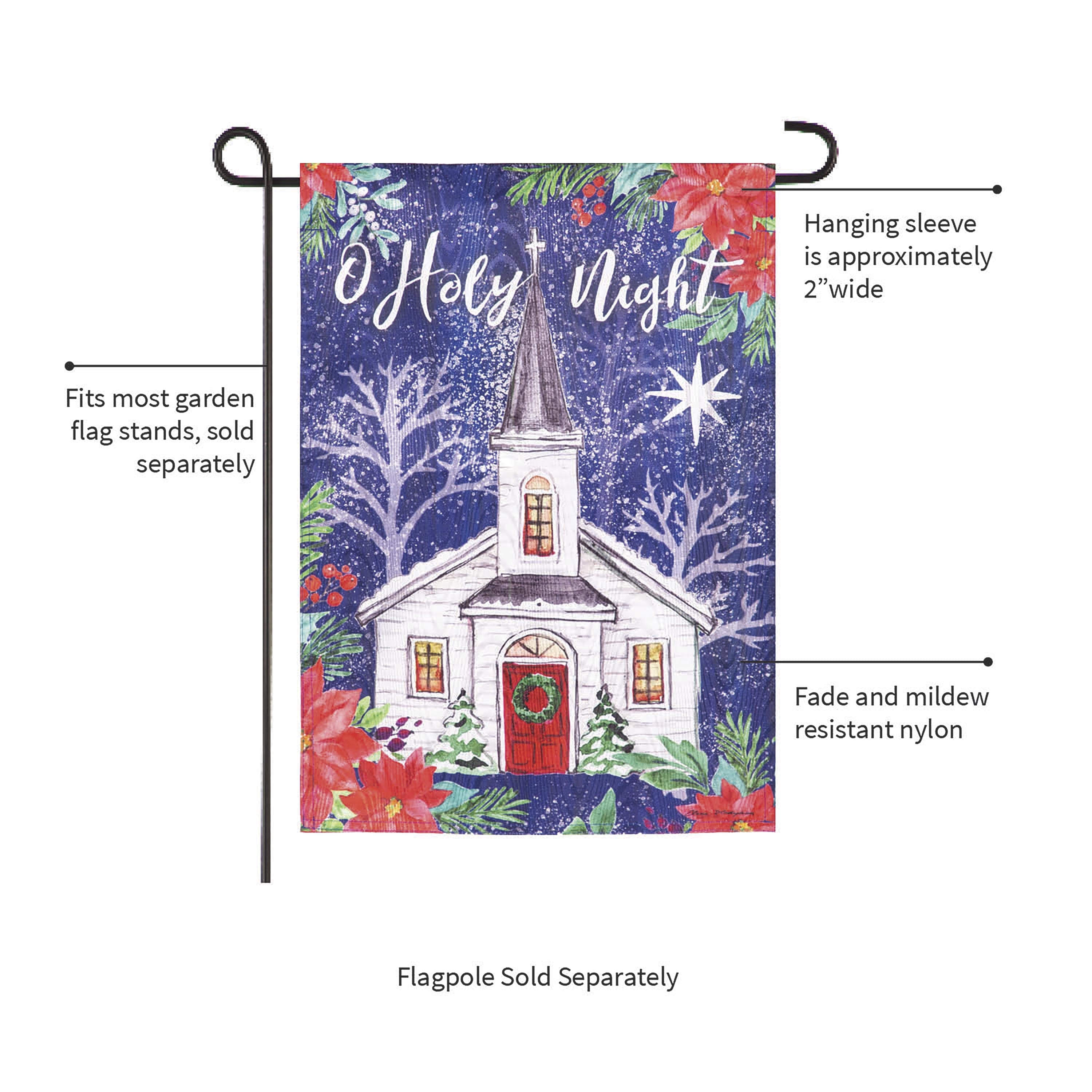 Holy Night Moire Garden Flag - Sports Collectibles, Sports Memorabilia, Sports Fan Shop, Sports Gifts