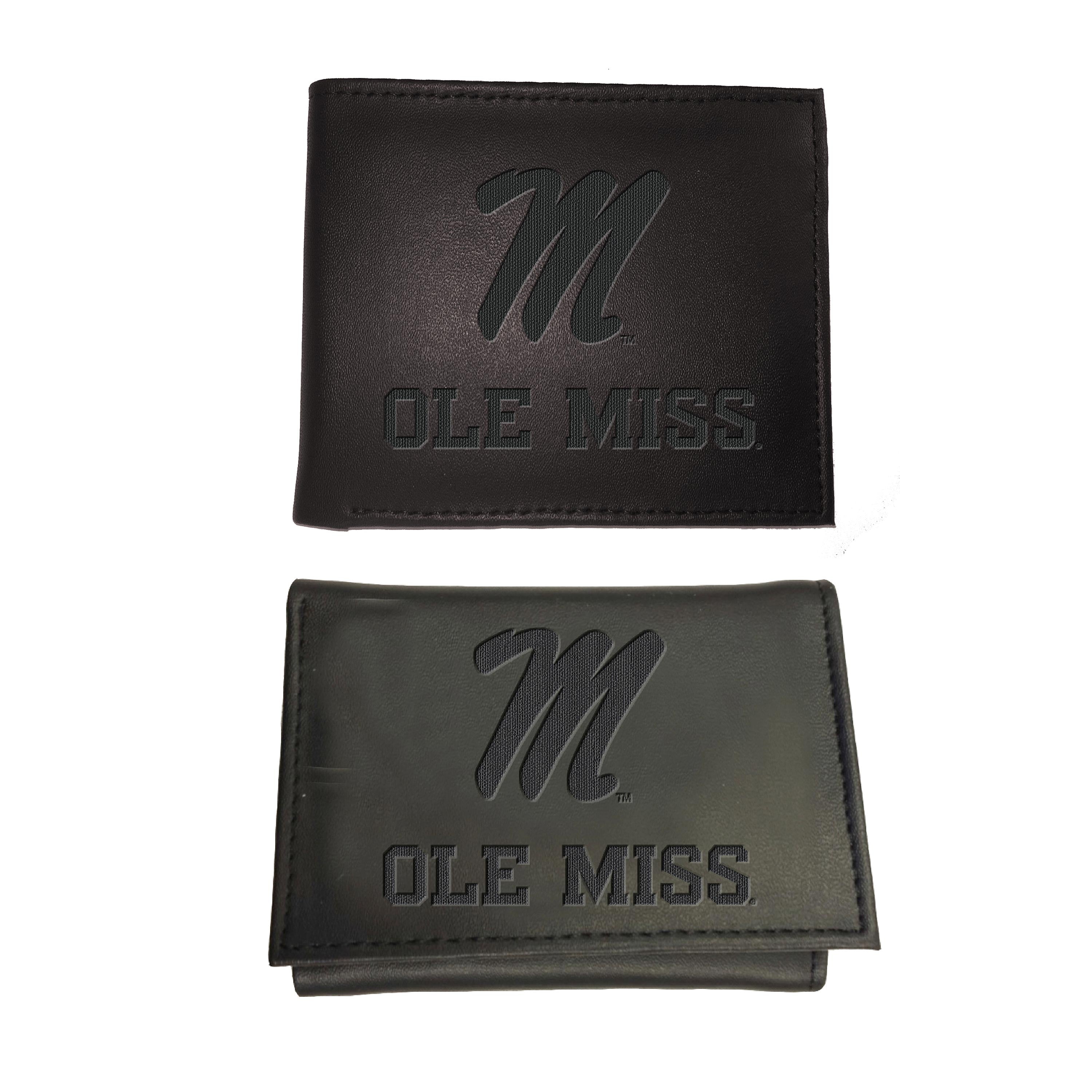 University of Mississippi, Bi-Fold and Tri-Fold Wallet Gift Set, Black - Sports Collectibles, Sports Memorabilia, Sports Fan Shop, Sports Gifts