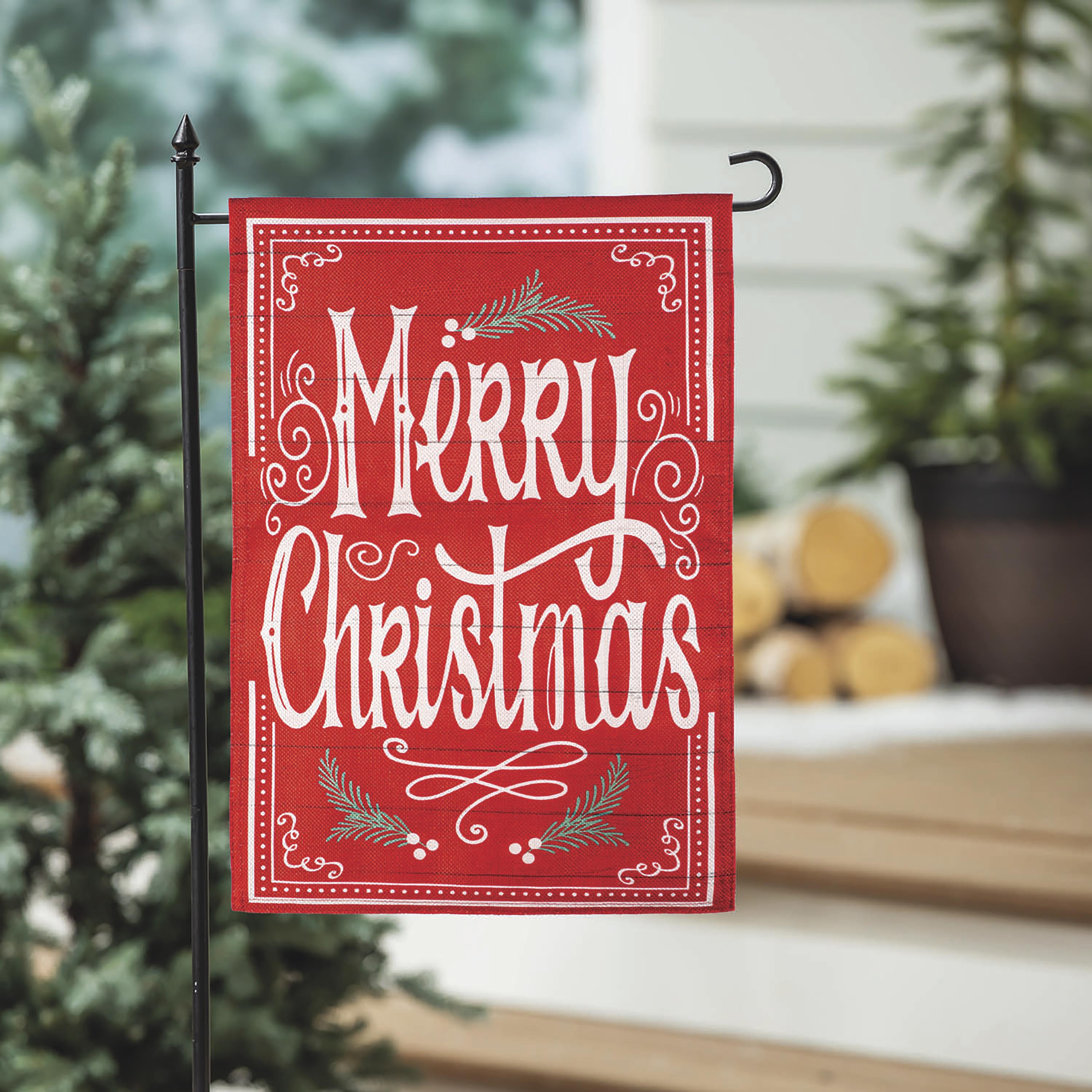 Quaint Merry Christmas Sign Burlap Garden Flag - Sports Collectibles, Sports Memorabilia, Sports Fan Shop, Sports Gifts