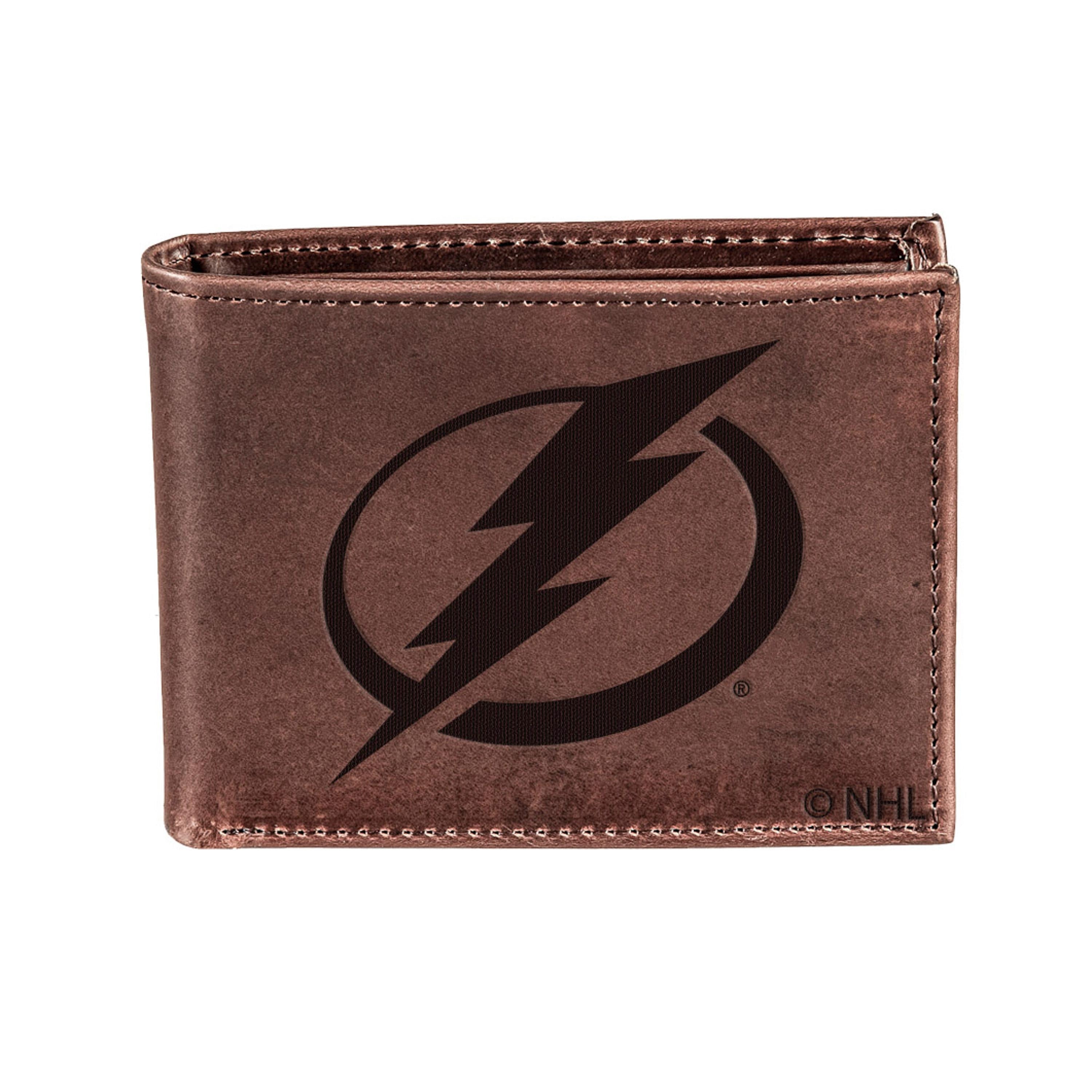 Tampa Bay Lightning, Bi-Fold Wallet, Brown, CH, 100% Genuine Leather - Sports Collectibles, Sports Memorabilia, Sports Fan Shop, Sports Gifts