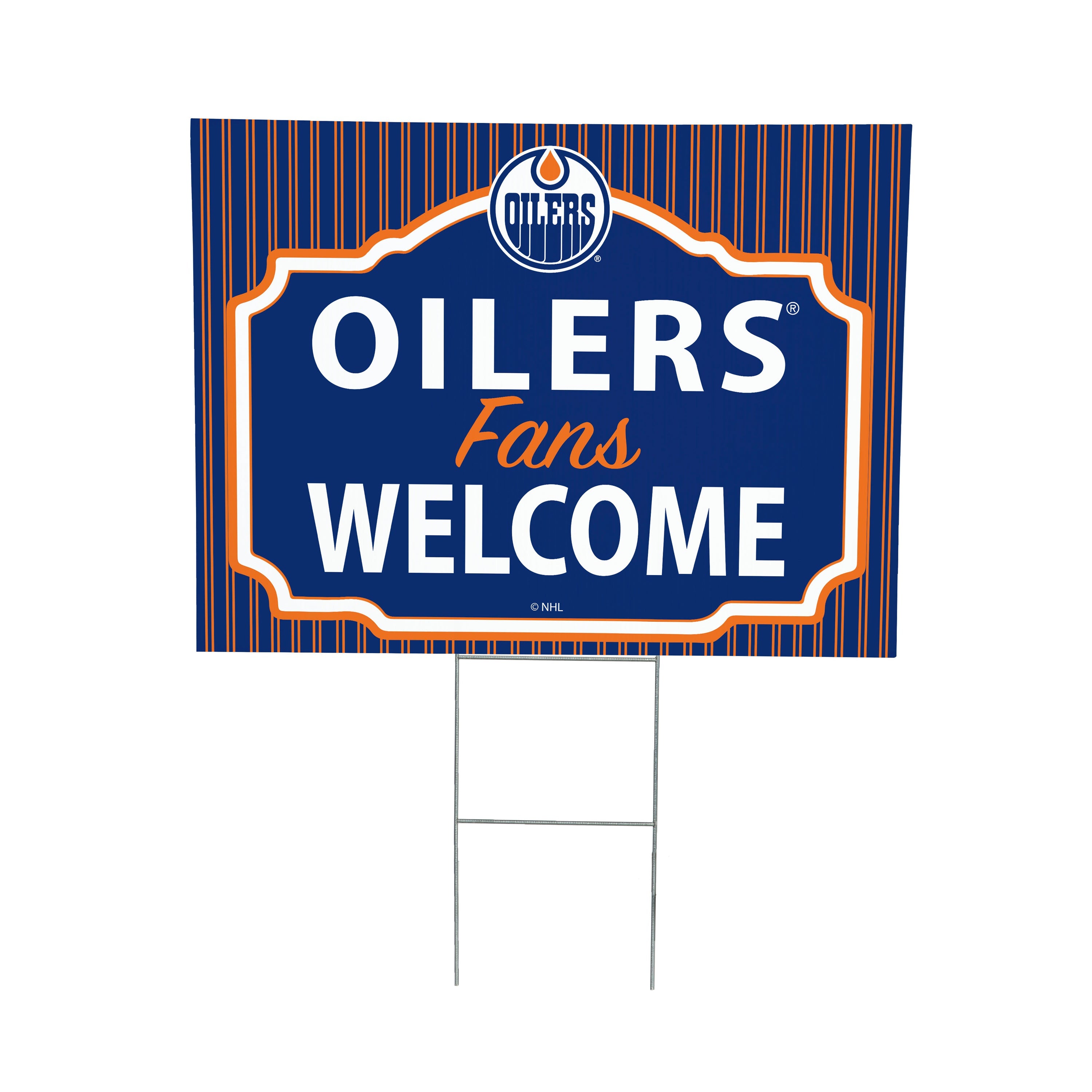 Edmonton Oilers Coroplast Yard Sign, "Fans Welcome" - Sports Collectibles, Sports Memorabilia, Sports Fan Shop, Sports Gifts