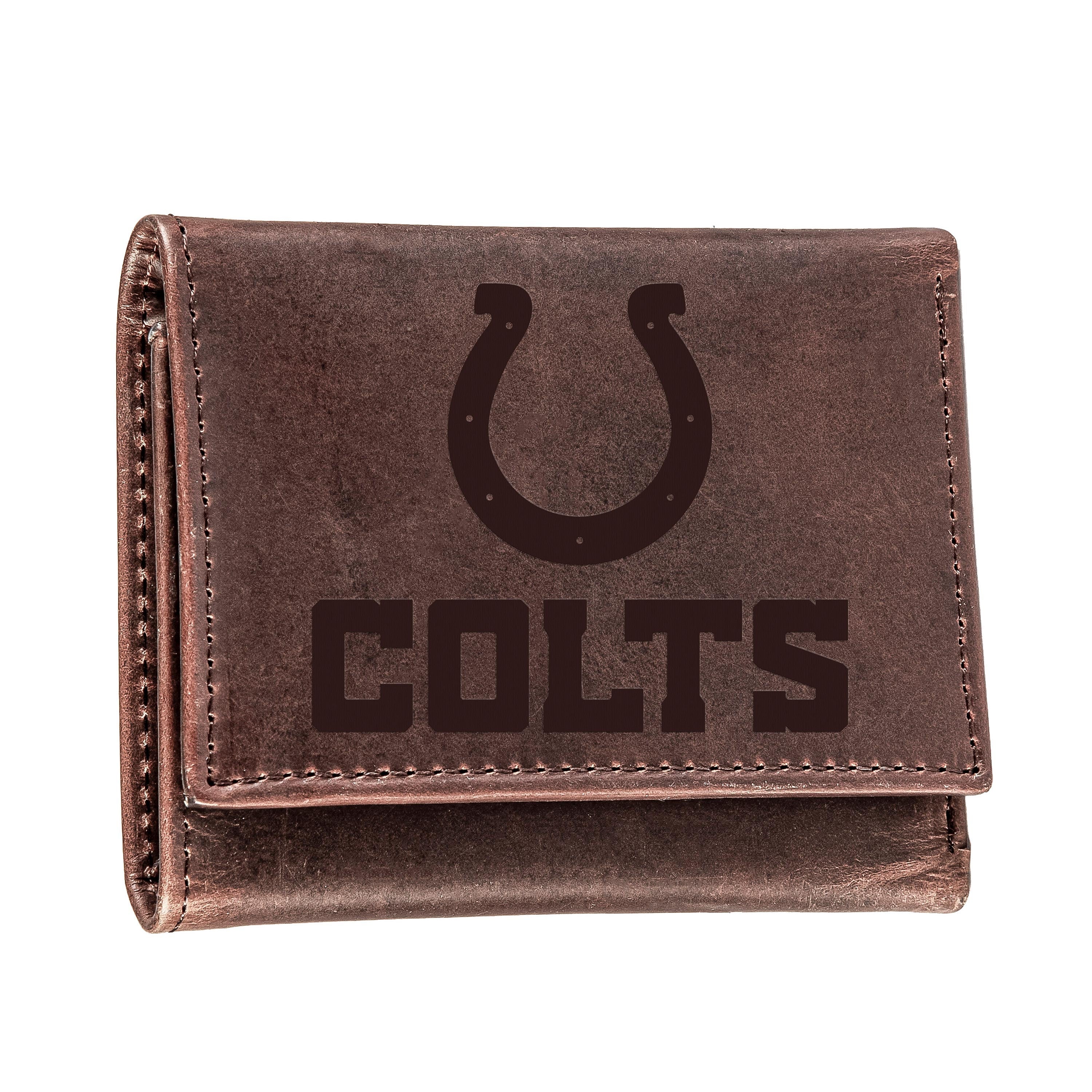 Indianapolis Colts, Tri-Fold Wallet, Brown, CH, 100% Genuine Leather - Sports Collectibles, Sports Memorabilia, Sports Fan Shop, Sports Gifts