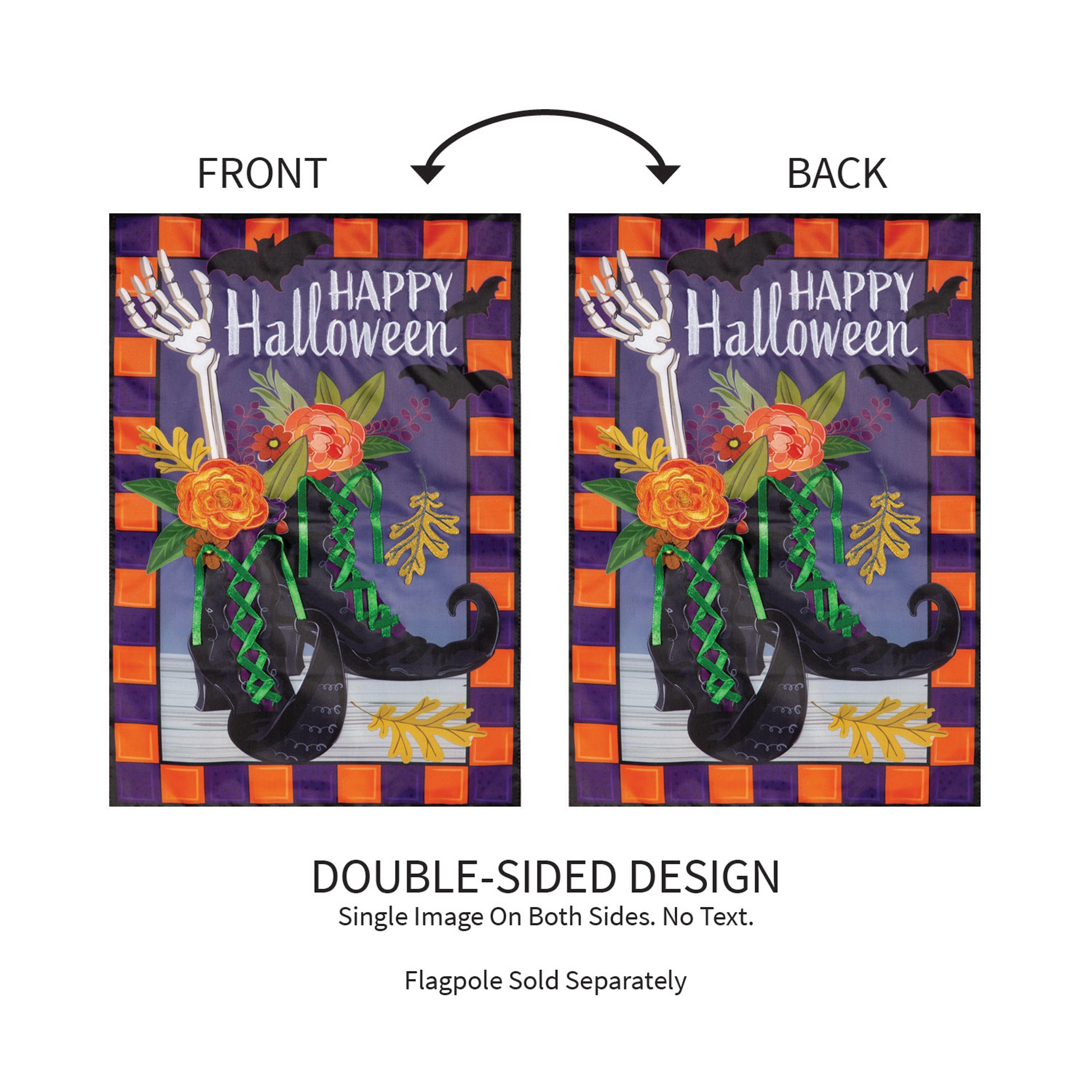 Happy Halloween Witches Boots Applique Garden Flag - Sports Collectibles, Sports Memorabilia, Sports Fan Shop, Sports Gifts