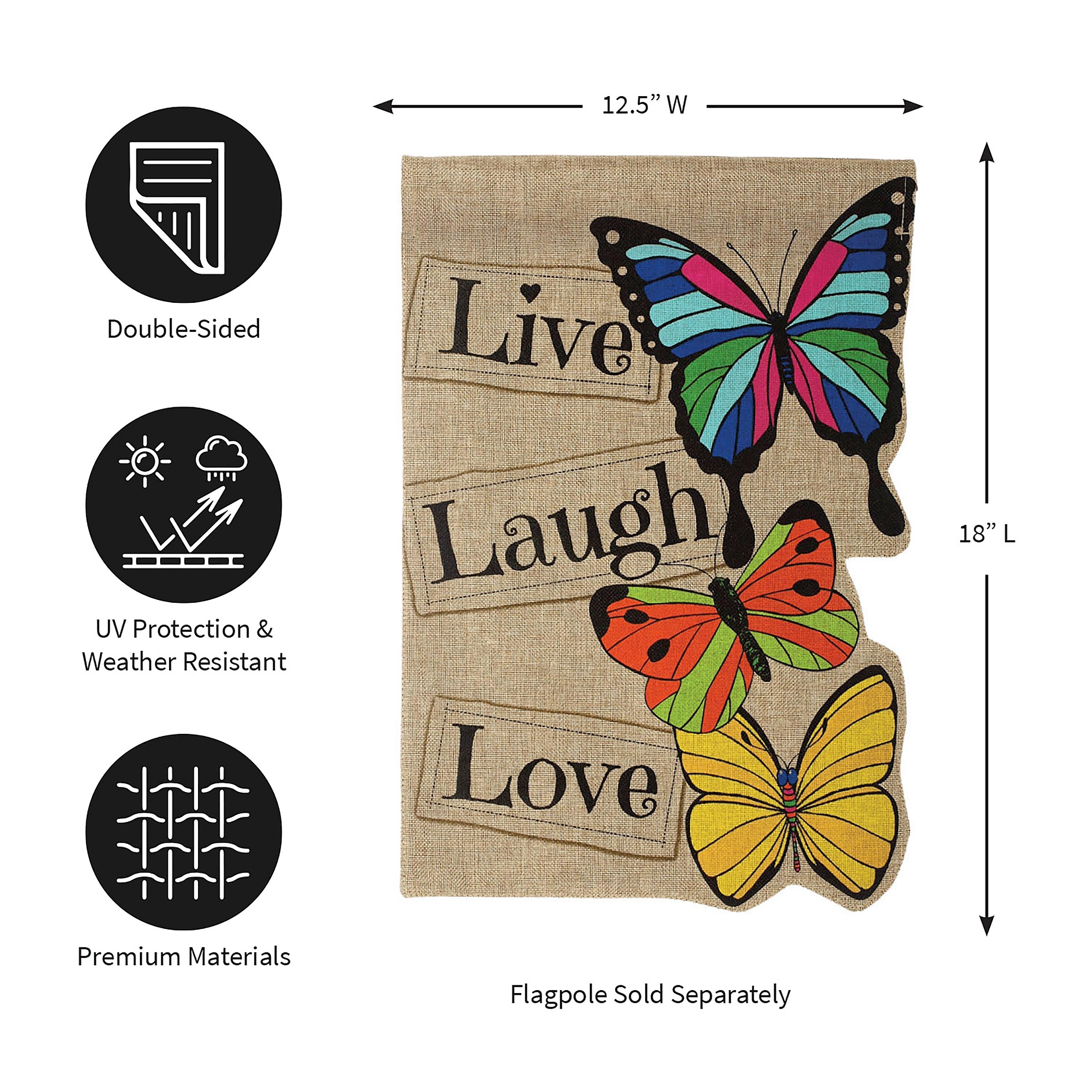 Live Laugh Love Garden Burlap Flag - Sports Collectibles, Sports Memorabilia, Sports Fan Shop, Sports Gifts
