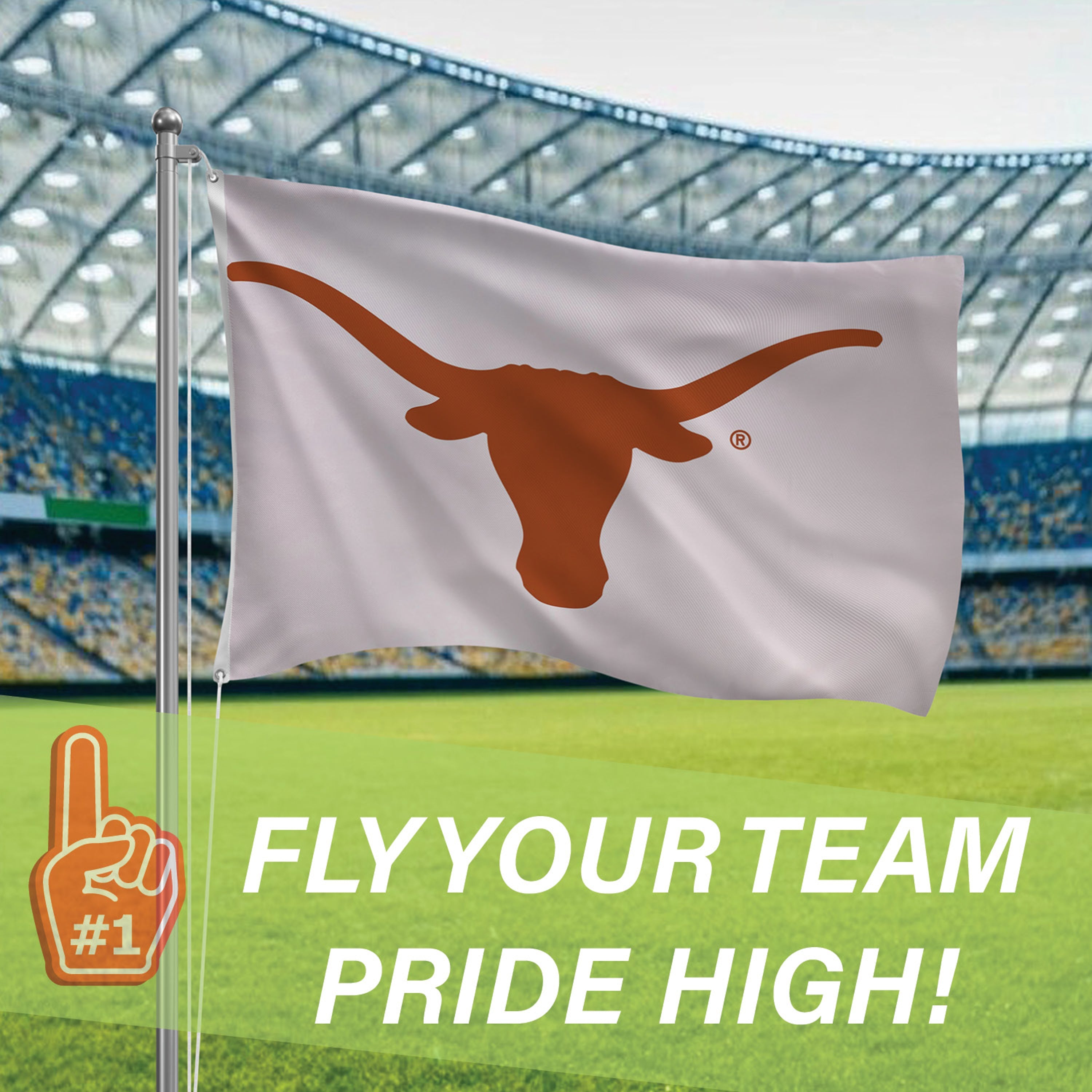 3'x5' Single Sided Flag w/ 2 Grommets, University of Texas - Sports Gifts, Sports Memorabilia, Sports Collectibles, Fan Shop