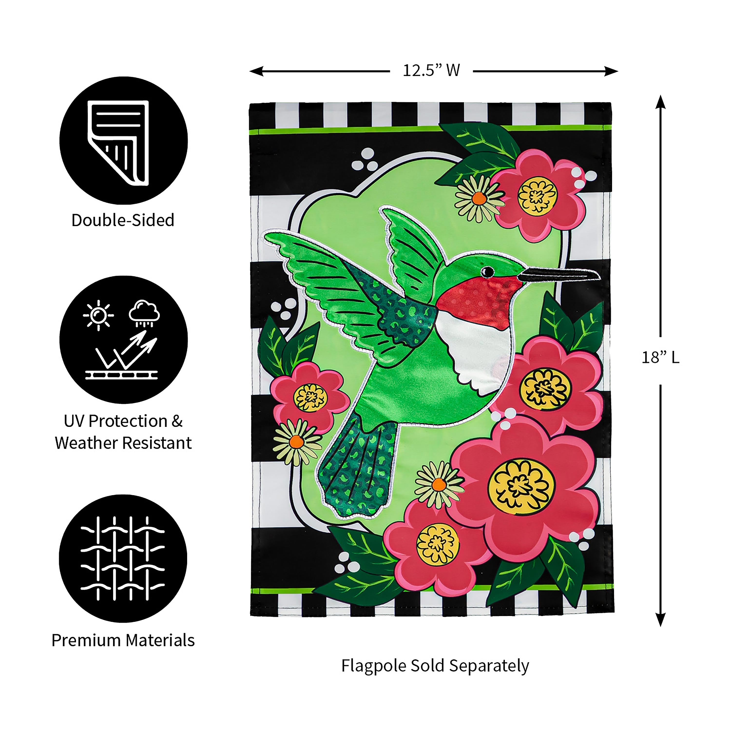 Spring Hummingbird Garden Applique Flag - Sports Collectibles, Sports Memorabilia, Sports Fan Shop, Sports Gifts