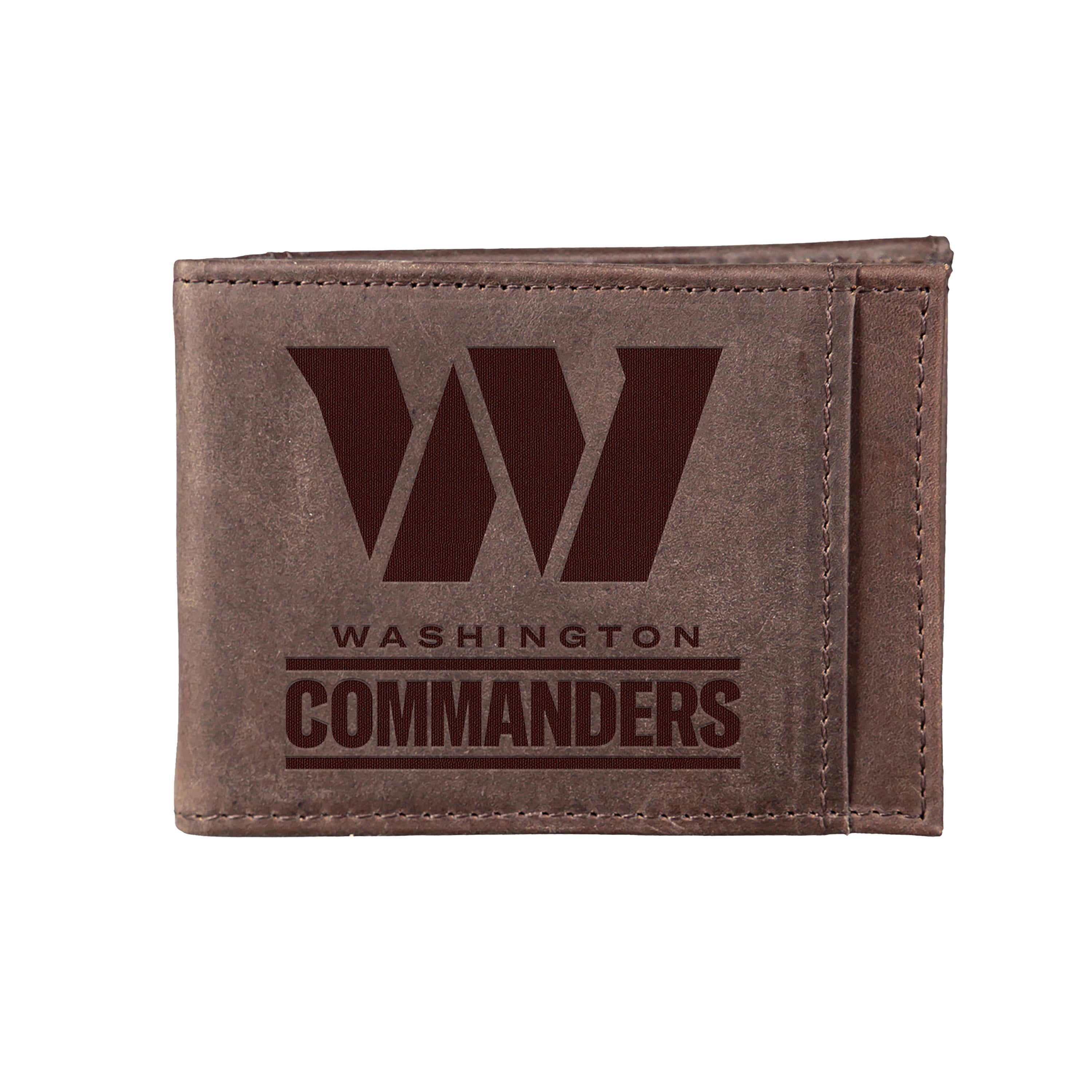 Front Pocket Wallet w/ RFID Blocking, Washington Commanders, Brown - Sports Collectibles, Sports Memorabilia, Sports Fan Shop, Sports Gifts