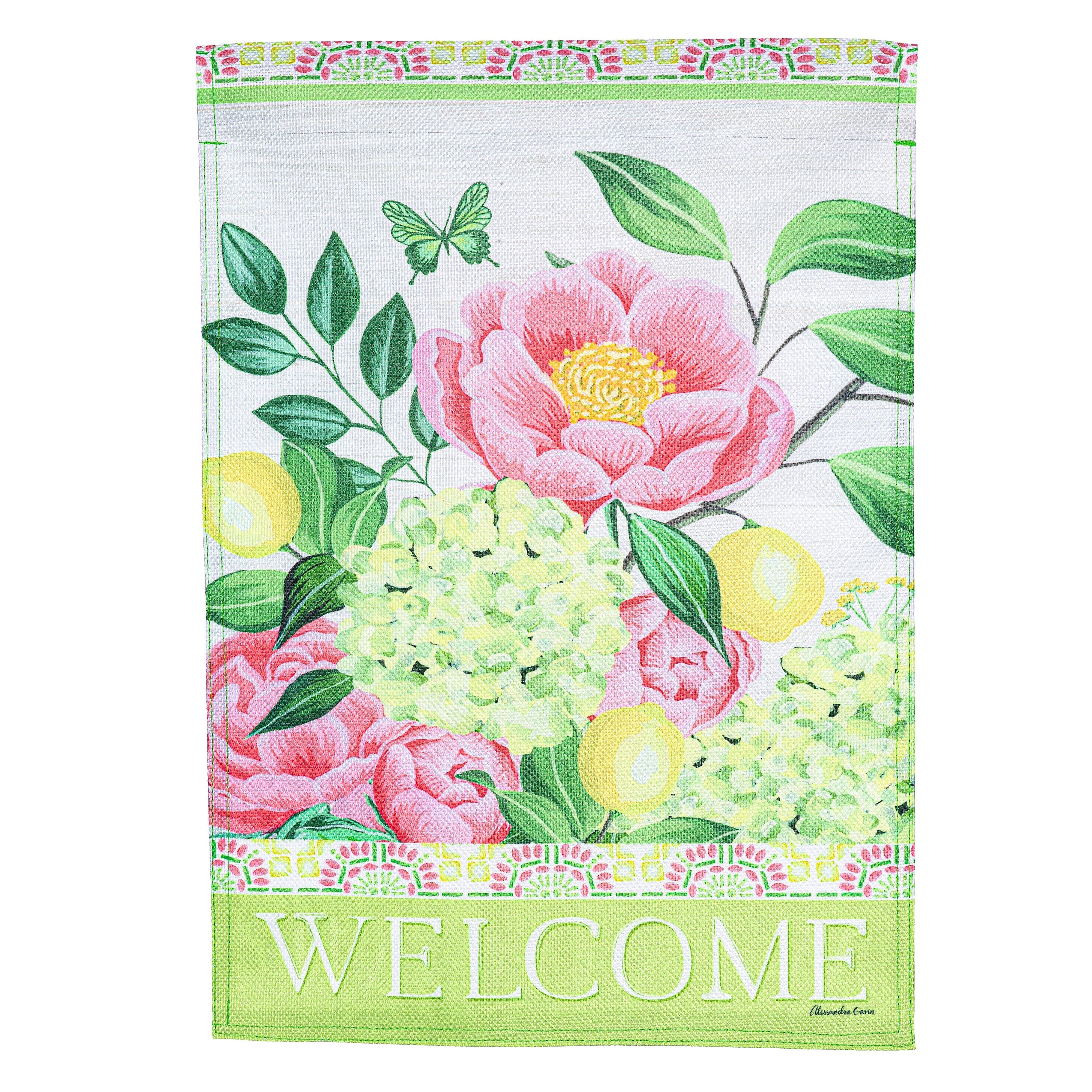 Floral Welcome Burlap Garden Flag - Sports Collectibles, Sports Memorabilia, Sports Fan Shop, Sports Gifts