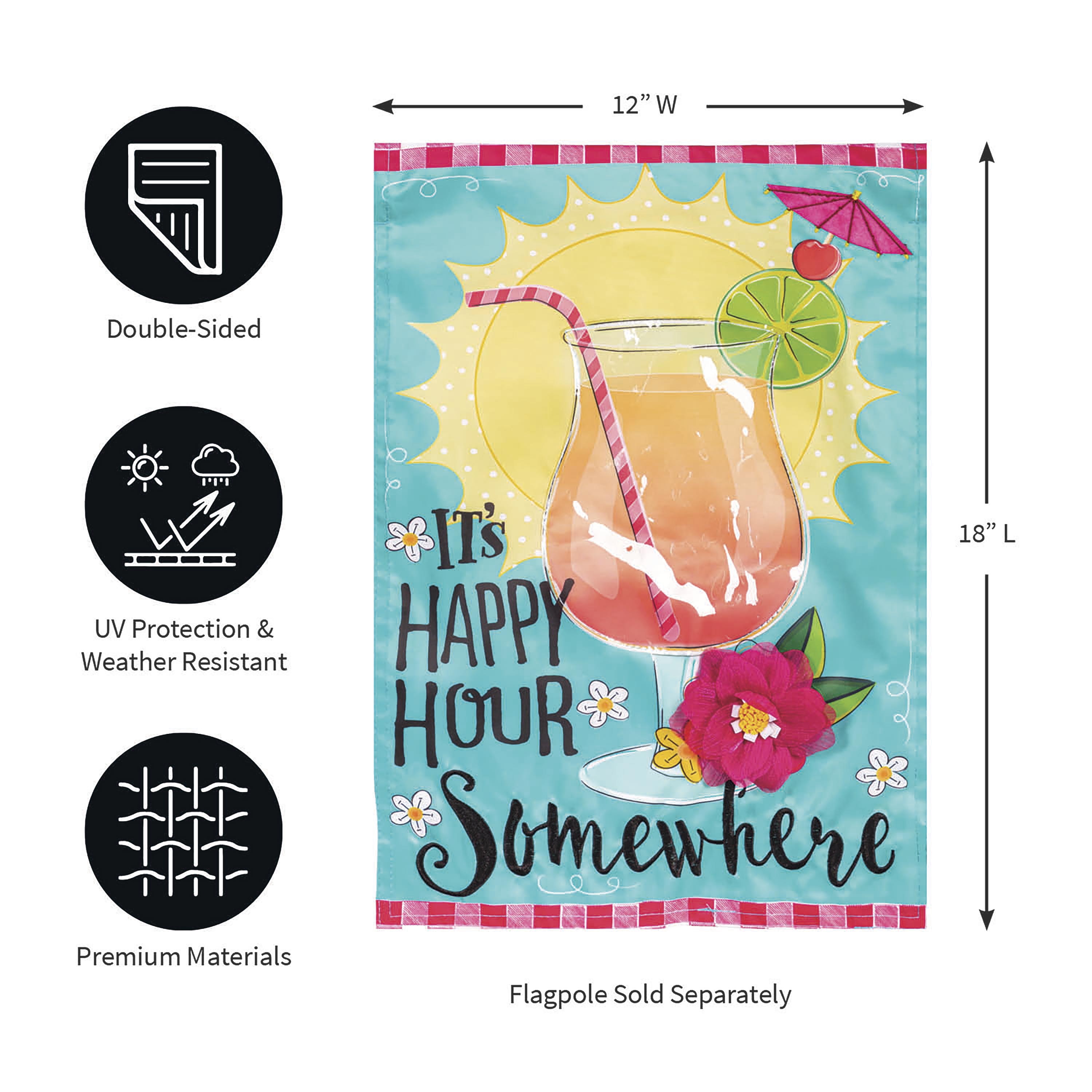 It's Happy Hour Somewhere Applique Garden Flag - Sports Collectibles, Sports Memorabilia, Sports Fan Shop, Sports Gifts