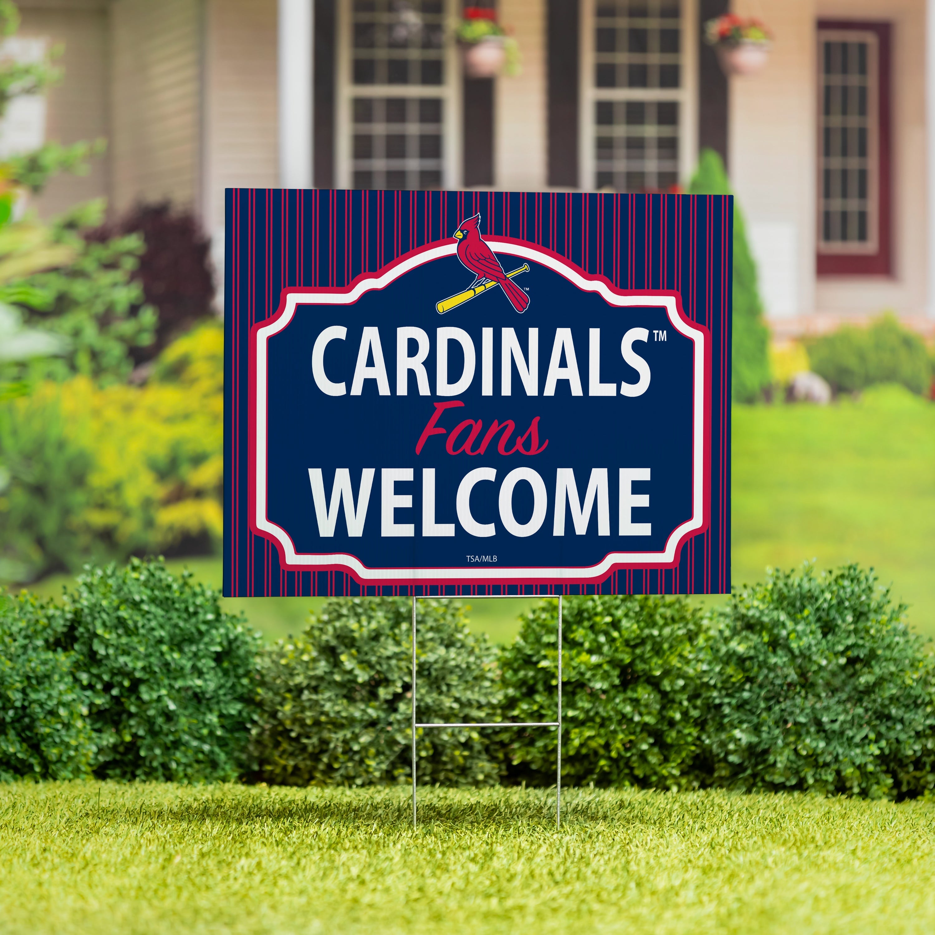 St Louis Cardinals Coroplast Yard Sign, "Fans Welcome" - Sports Collectibles, Sports Memorabilia, Sports Fan Shop, Sports Gifts