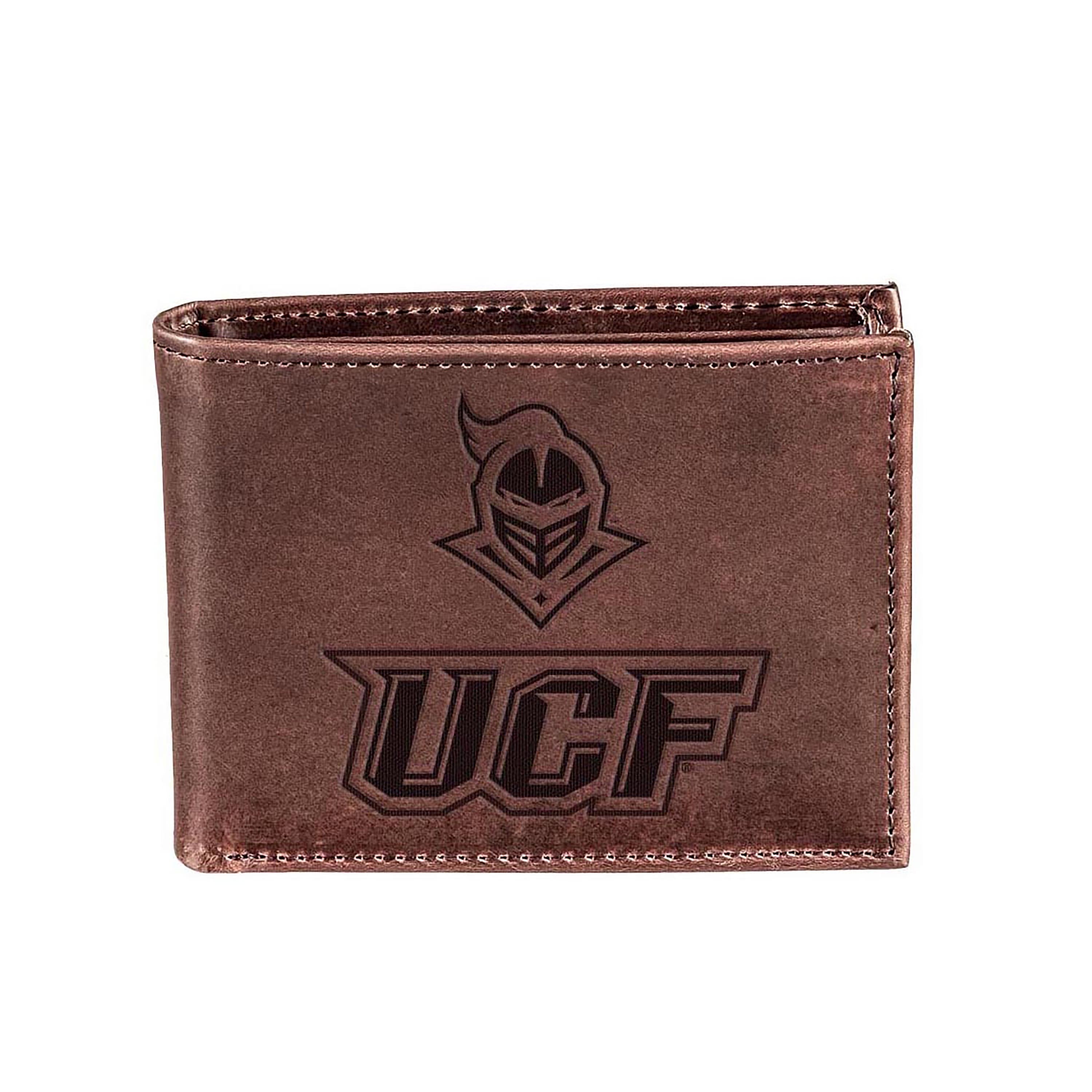 University of Central Florida, Bi-Fold Wallet, Brown, CH, 100% Genuine Leather - Sports Collectibles, Sports Memorabilia, Sports Fan Shop, Sports Gifts