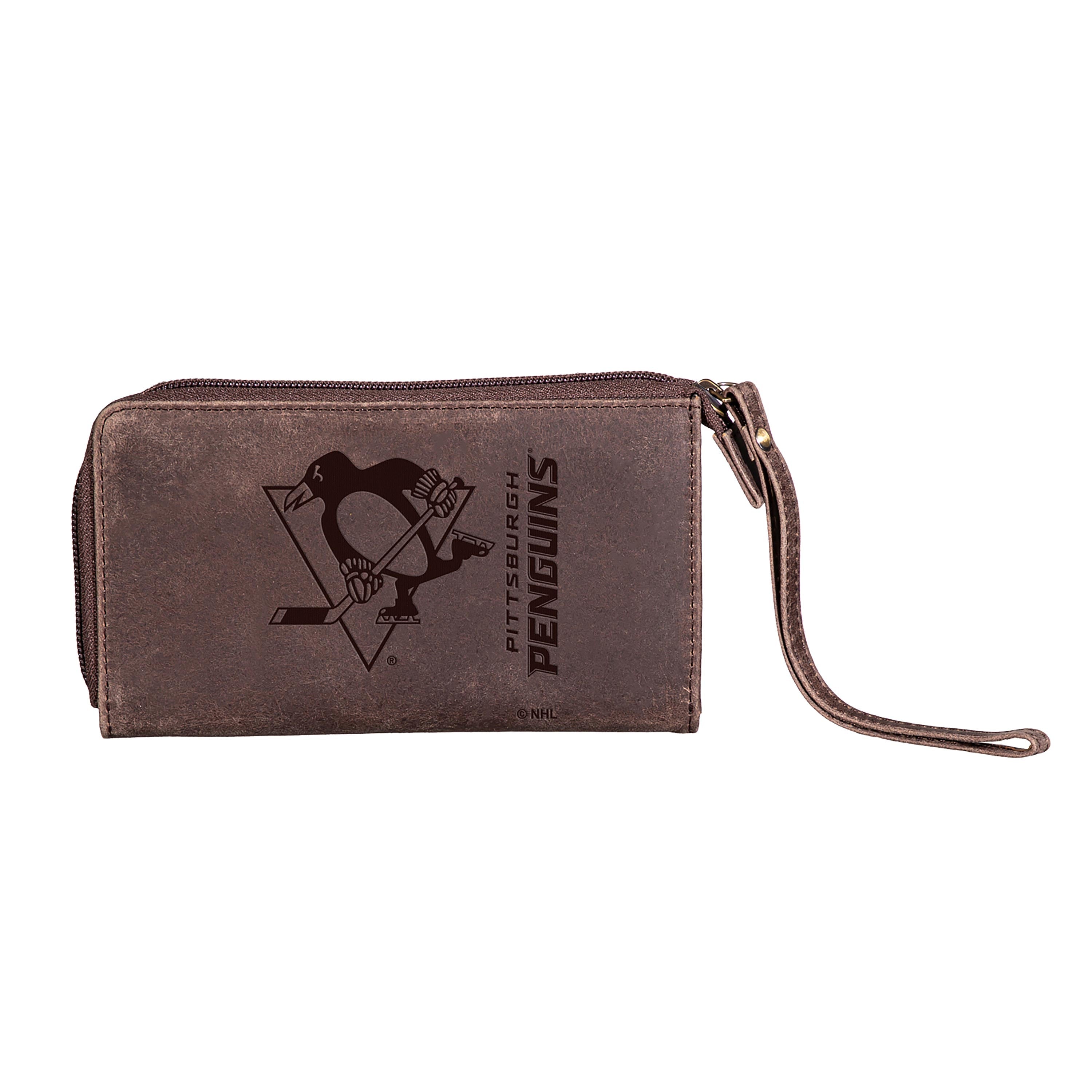 Wristlet Wallet, Brown, Pittsburgh Penguins - Sports Collectibles, Sports Memorabilia, Sports Fan Shop, Sports Gifts