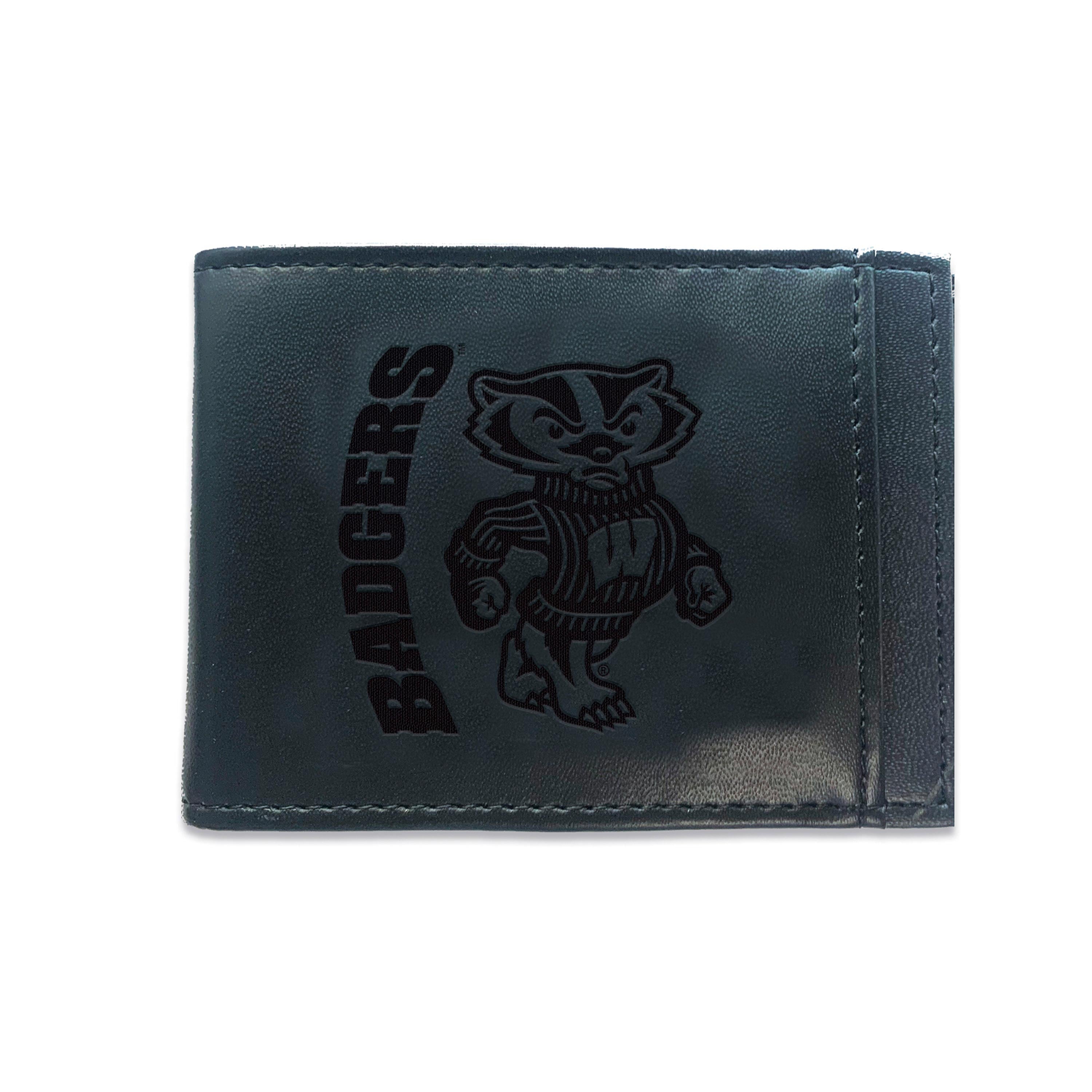 Front Pocket Wallet w/ RFID Blocking, University of Wisconsin-Madison, Black - Sports Gifts, Sports Memorabilia, Sports Collectibles, Fan Shop