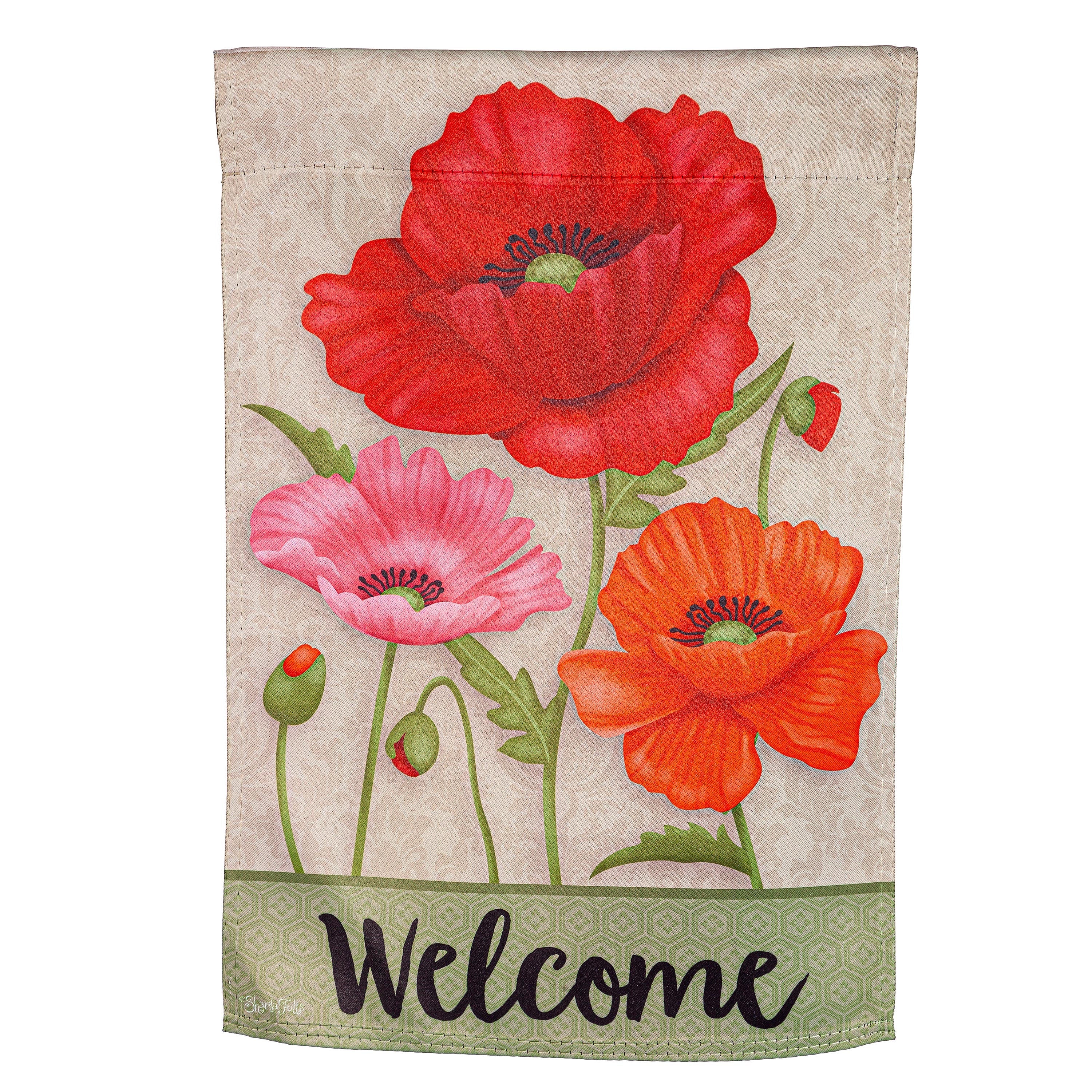 Poppy Welcome Suede Garden Flag - Sports Collectibles, Sports Memorabilia, Sports Fan Shop, Sports Gifts