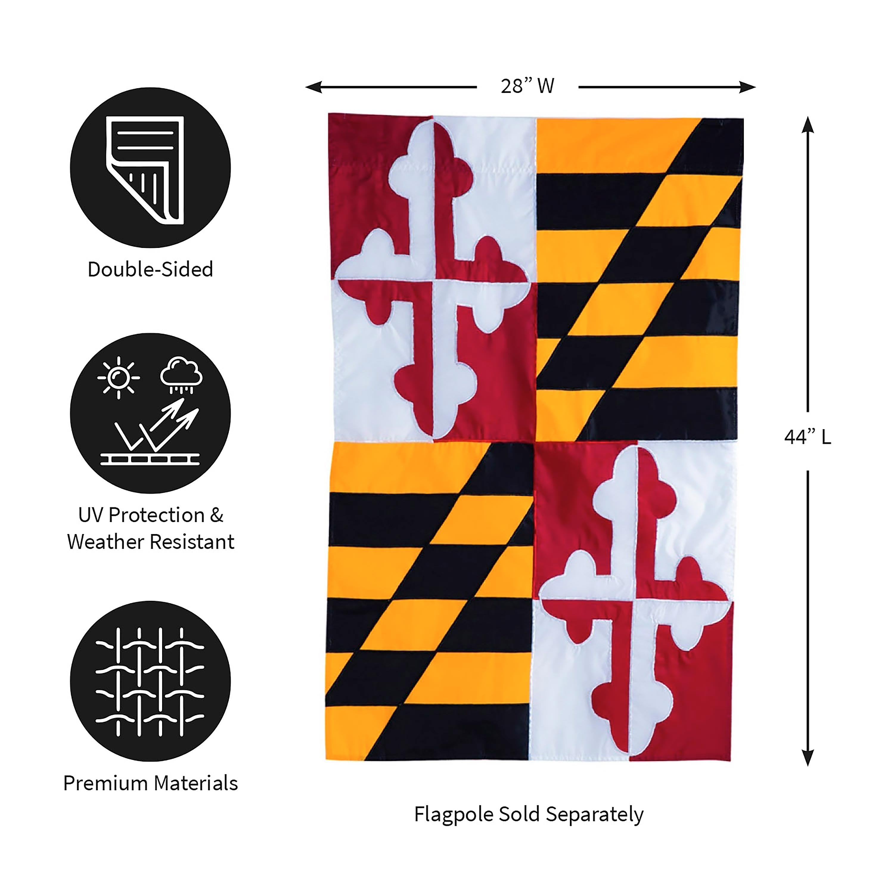 Maryland State Flag House Applique Flag - Sports Collectibles, Sports Memorabilia, Sports Fan Shop, Sports Gifts