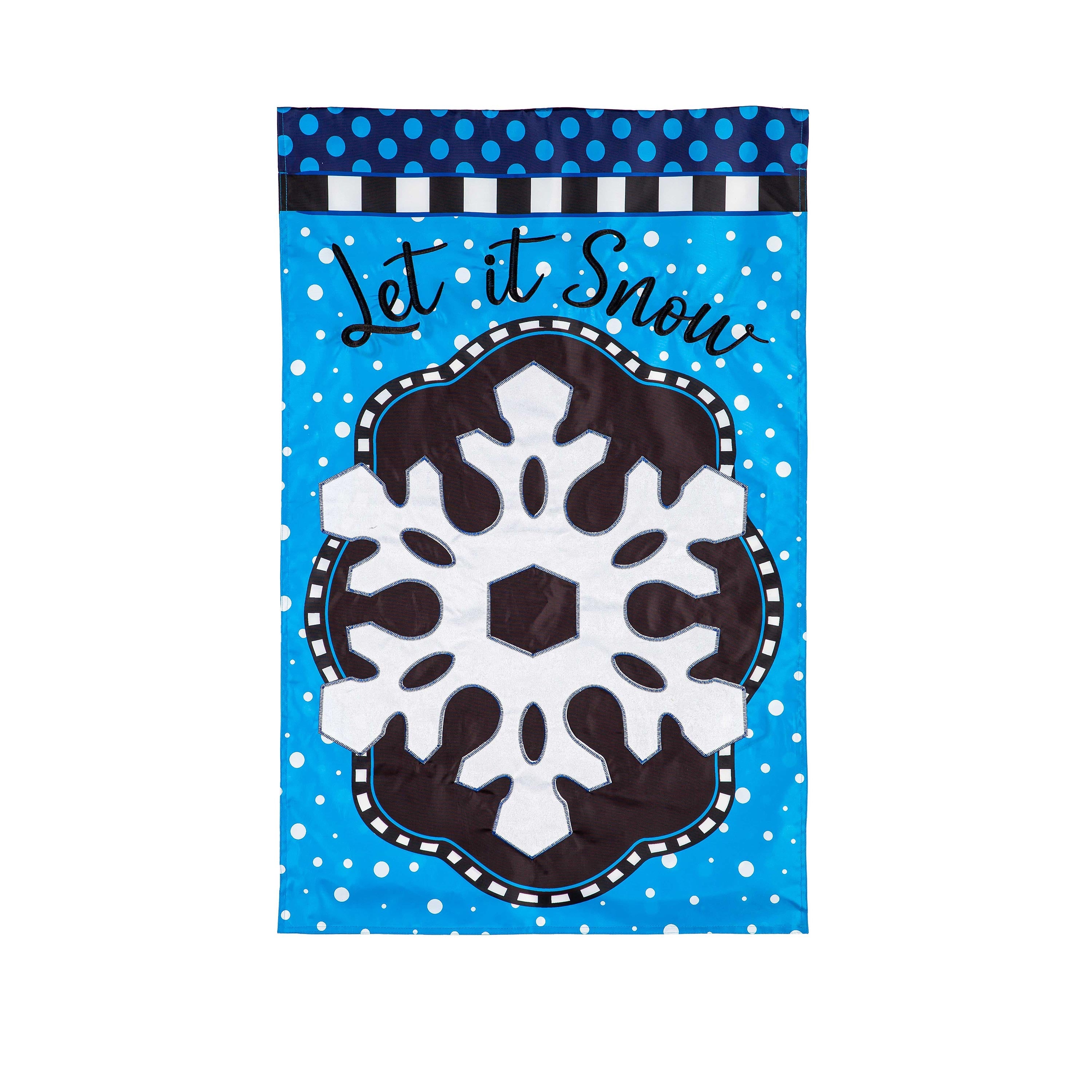 Patterned Snowflake Applique House Flag - Sports Gifts, Sports Memorabilia, Sports Collectibles, Fan Shop