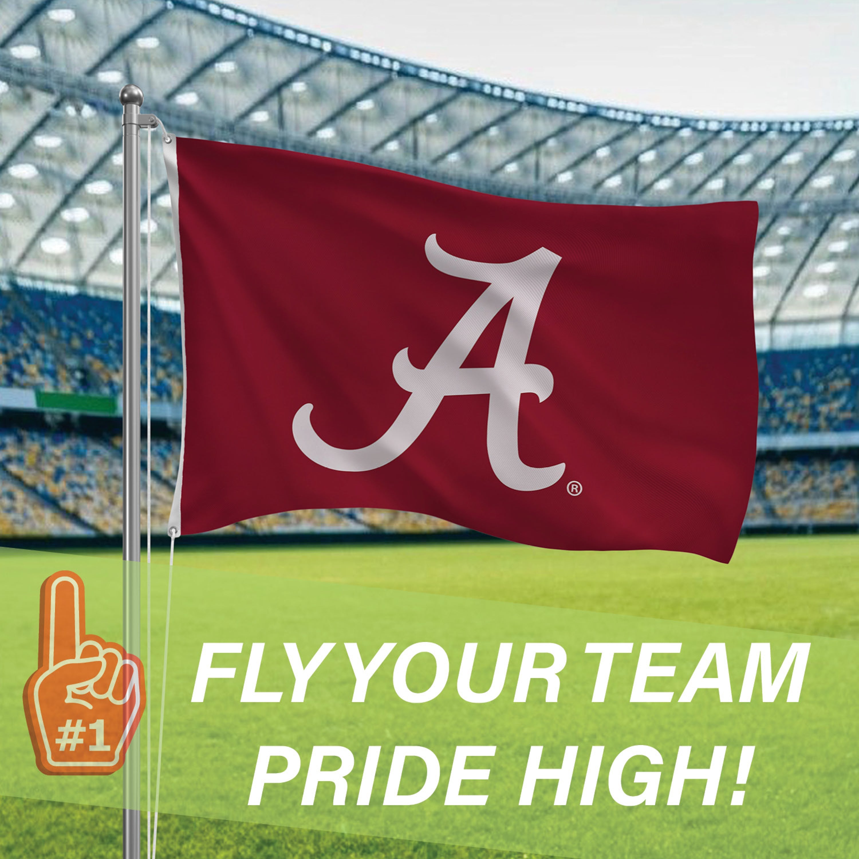 University of Alabama Single Sided Estate Flag with 2 Grommets, 3'x5' - Sports Gifts, Sports Memorabilia, Sports Collectibles, Fan Shop