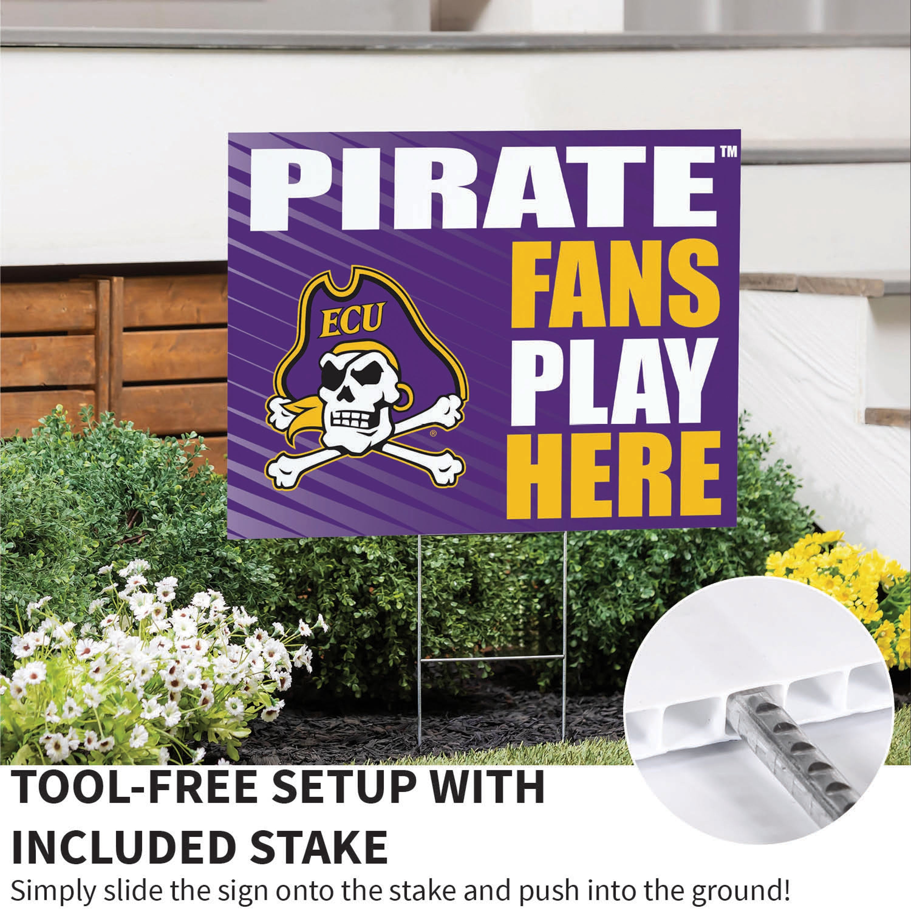 East Carolina University Coroplast Yard Sign "Fans Play Here" - Sports Collectibles, Sports Memorabilia, Sports Fan Shop, Sports Gifts