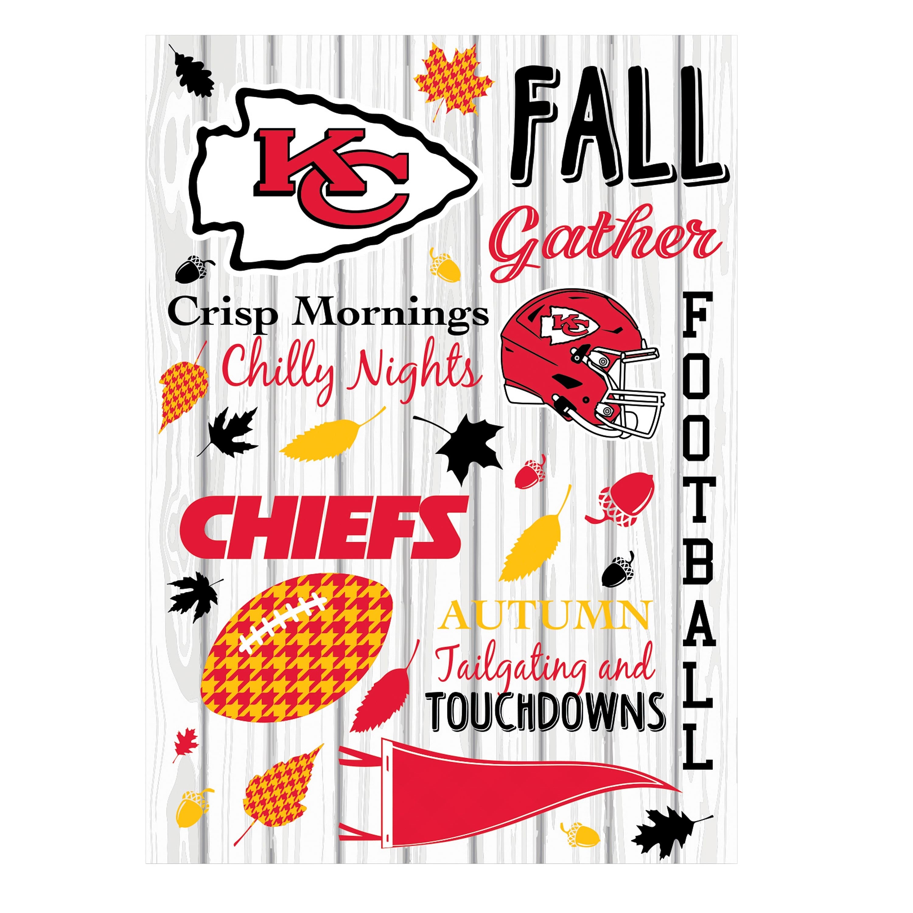 Kansas City Chiefs, Moire Flag, House Size, Fall Seasonal - Sports Collectibles, Sports Memorabilia, Sports Fan Shop, Sports Gifts