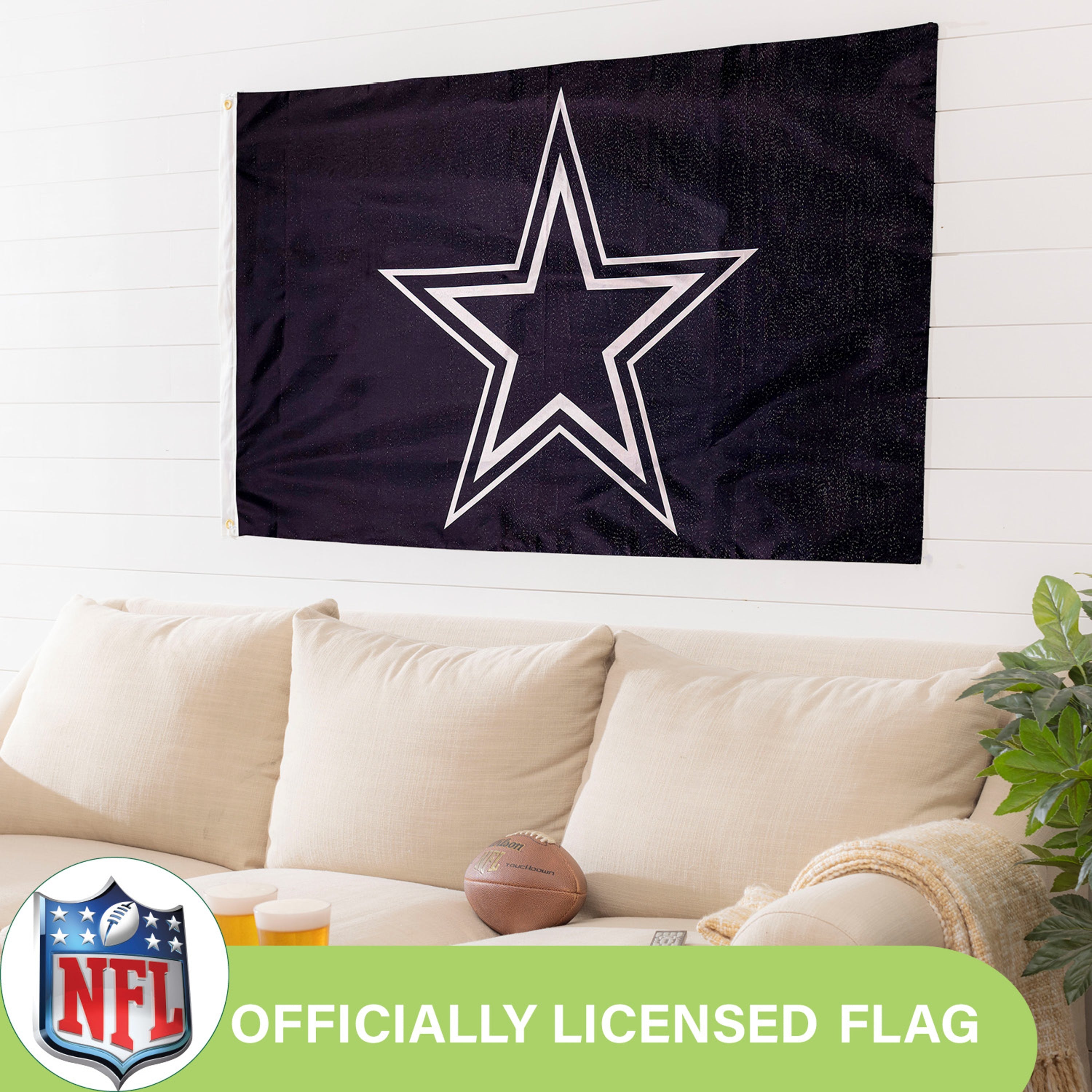 Dallas Cowboys Single Sided Estate Flag with 2 Grommets, 3'x5' - Sports Gifts, Sports Memorabilia, Sports Collectibles, Fan Shop