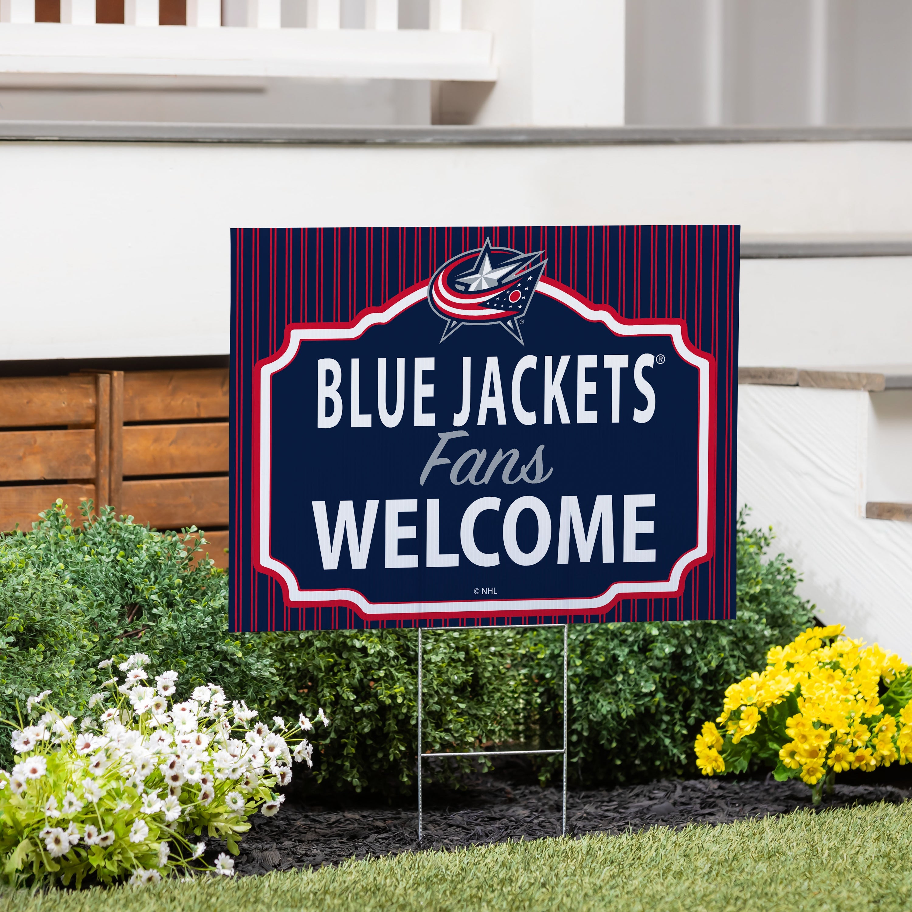 Columbus Blue Jackets Coroplast Yard Sign, "Fans Welcome" - Sports Collectibles, Sports Memorabilia, Sports Fan Shop, Sports Gifts