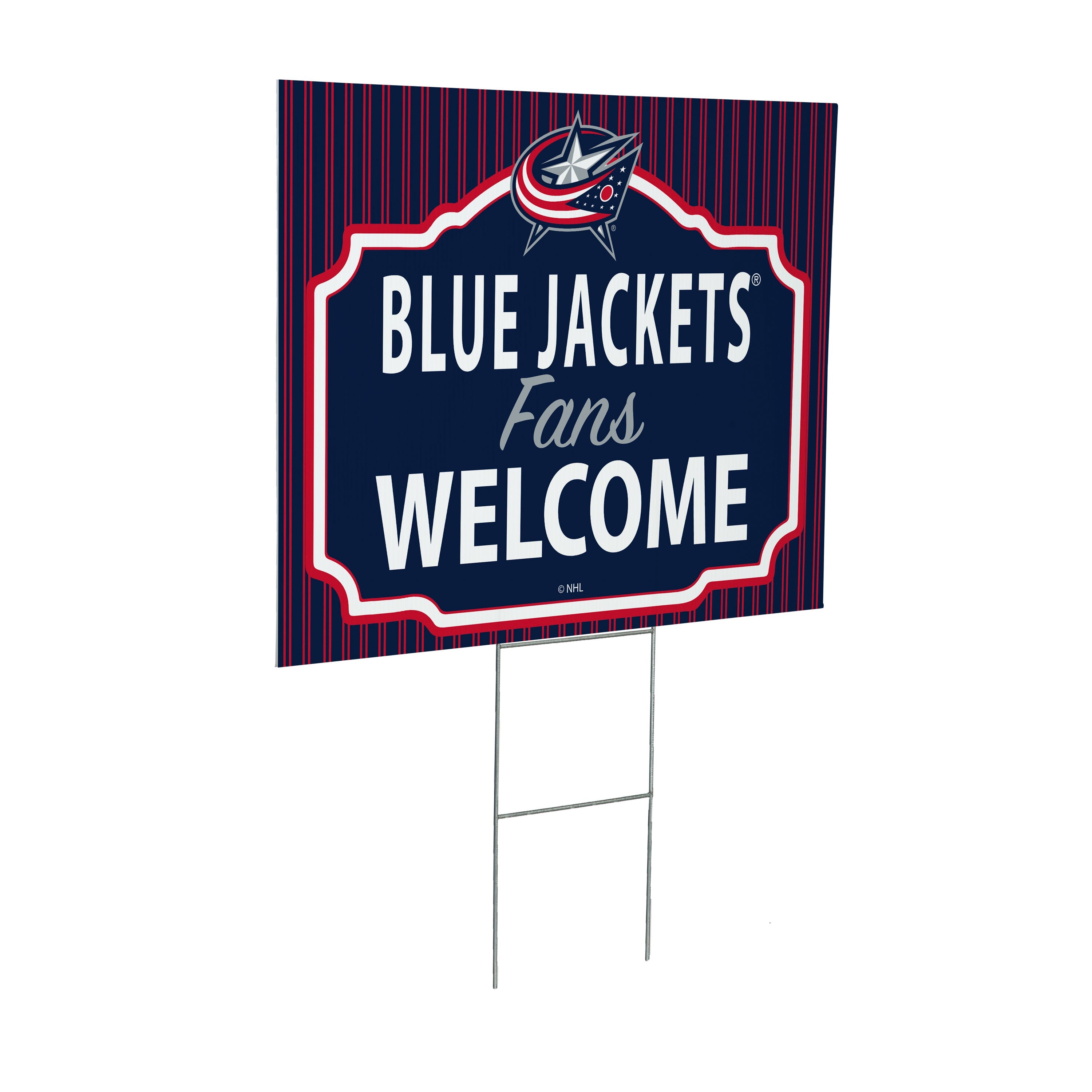 Columbus Blue Jackets Coroplast Yard Sign, "Fans Welcome" - Sports Collectibles, Sports Memorabilia, Sports Fan Shop, Sports Gifts