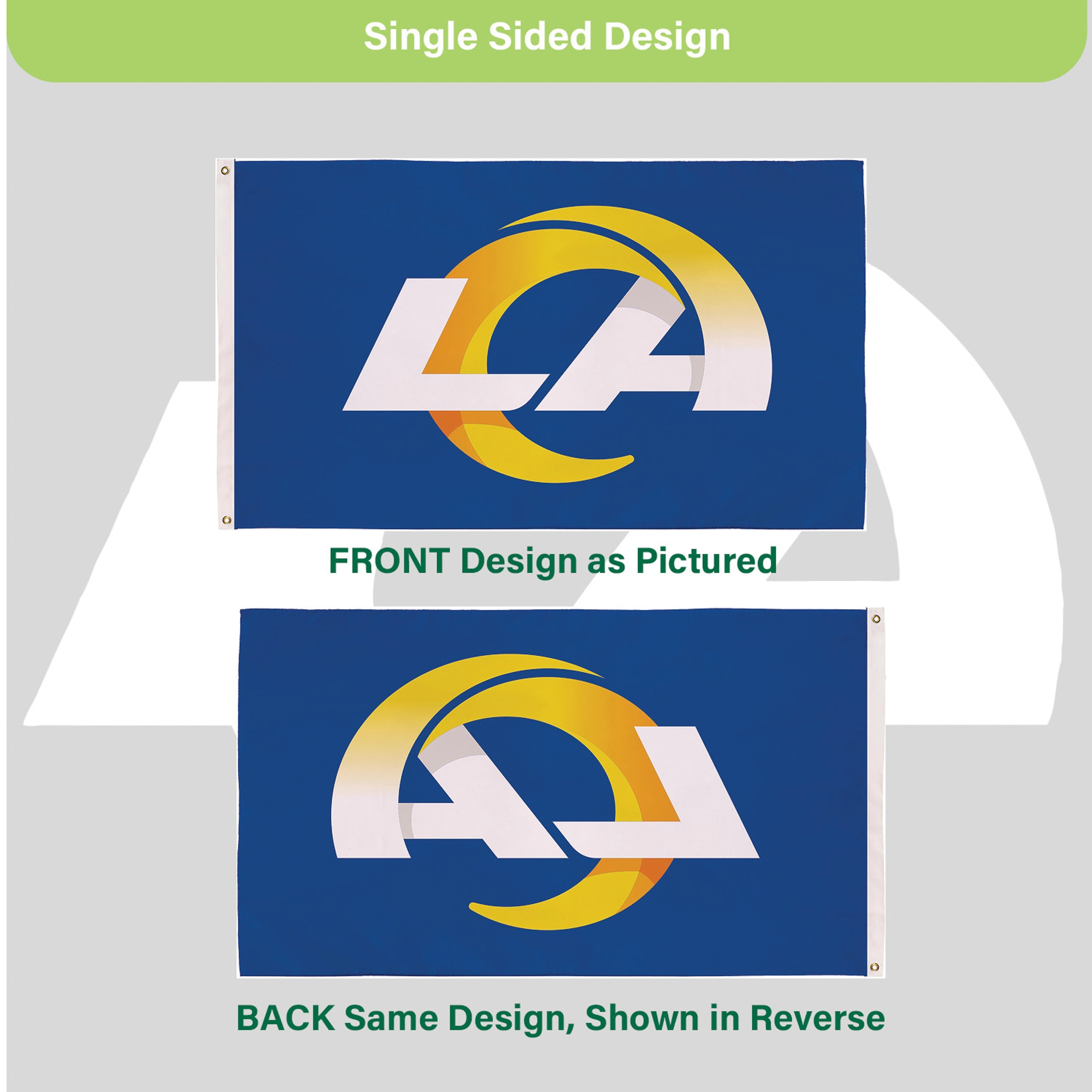 3'x5' Single Sided Flag w/ 2 Grommets, Los Angeles Rams - Sports Gifts, Sports Memorabilia, Sports Collectibles, Fan Shop