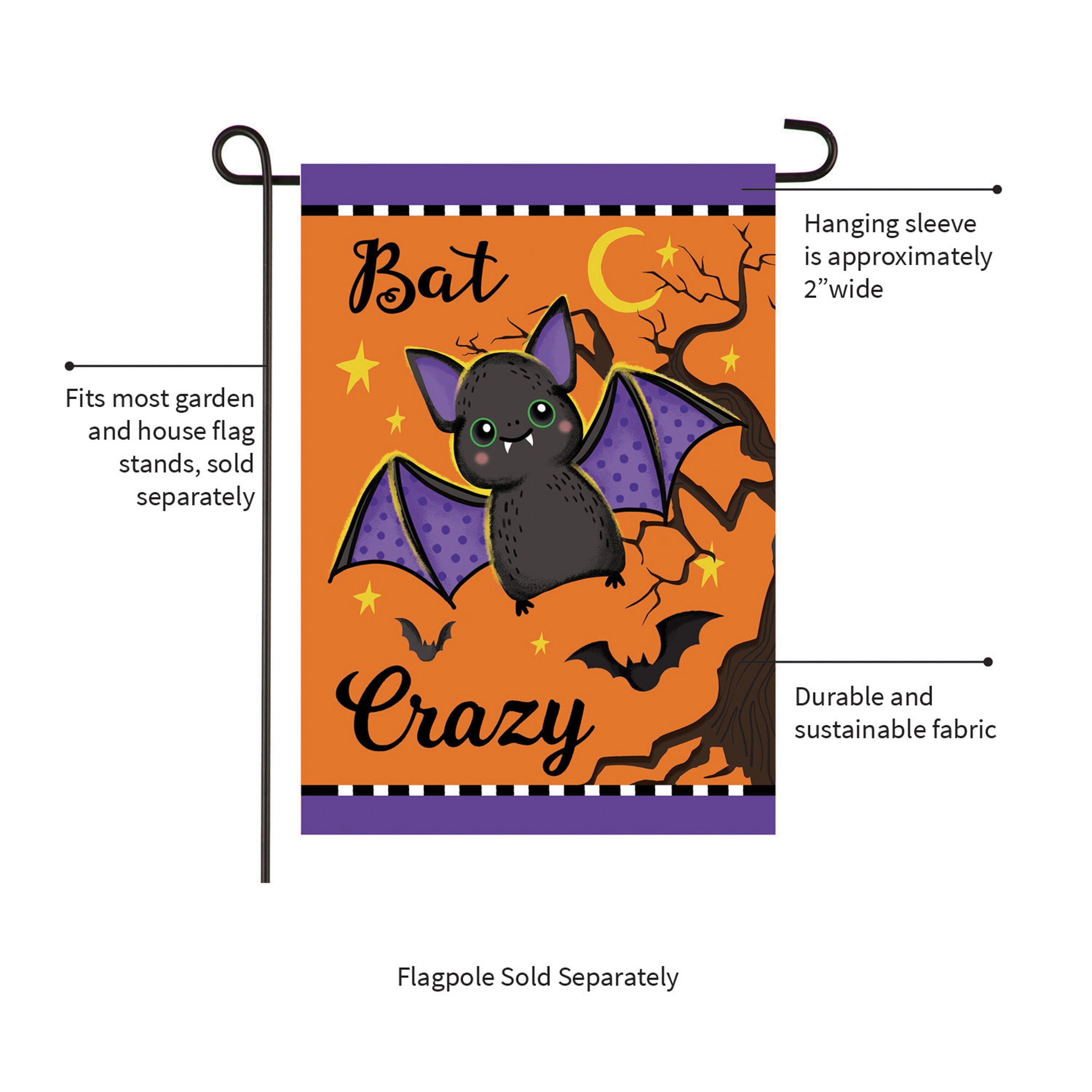 Gone Batty Applique Garden Flag - Sports Collectibles, Sports Memorabilia, Sports Fan Shop, Sports Gifts