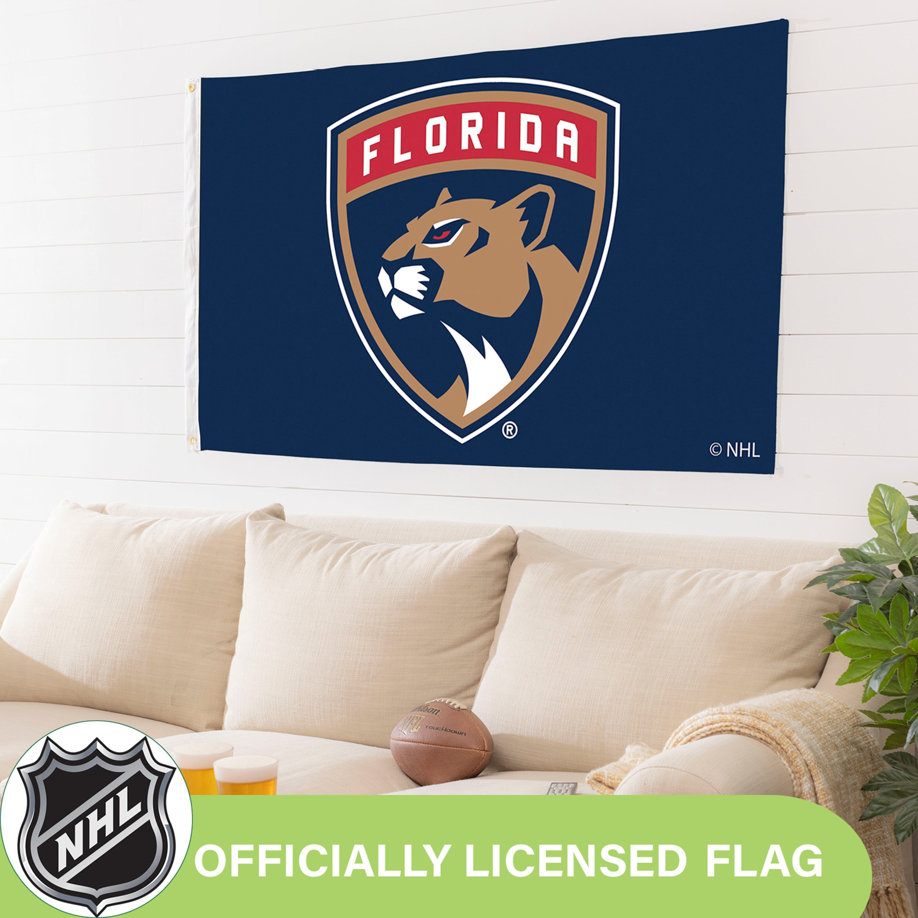 Florida Panthers Single Sided Flag w/ 2 Grommets, 3'x5' - Sports Gifts, Sports Memorabilia, Sports Collectibles, Fan Shop