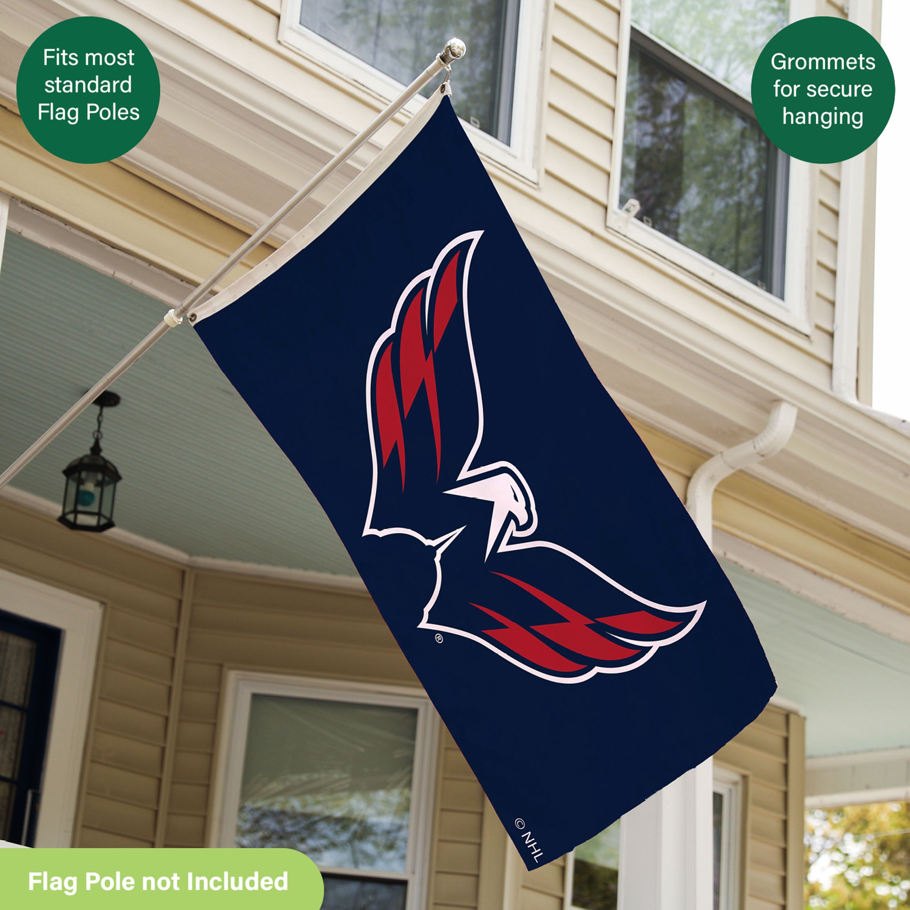 3'x5' Single Sided Flag w/ 2 Grommets, Washington Capitals - Sports Gifts, Sports Memorabilia, Sports Collectibles, Fan Shop