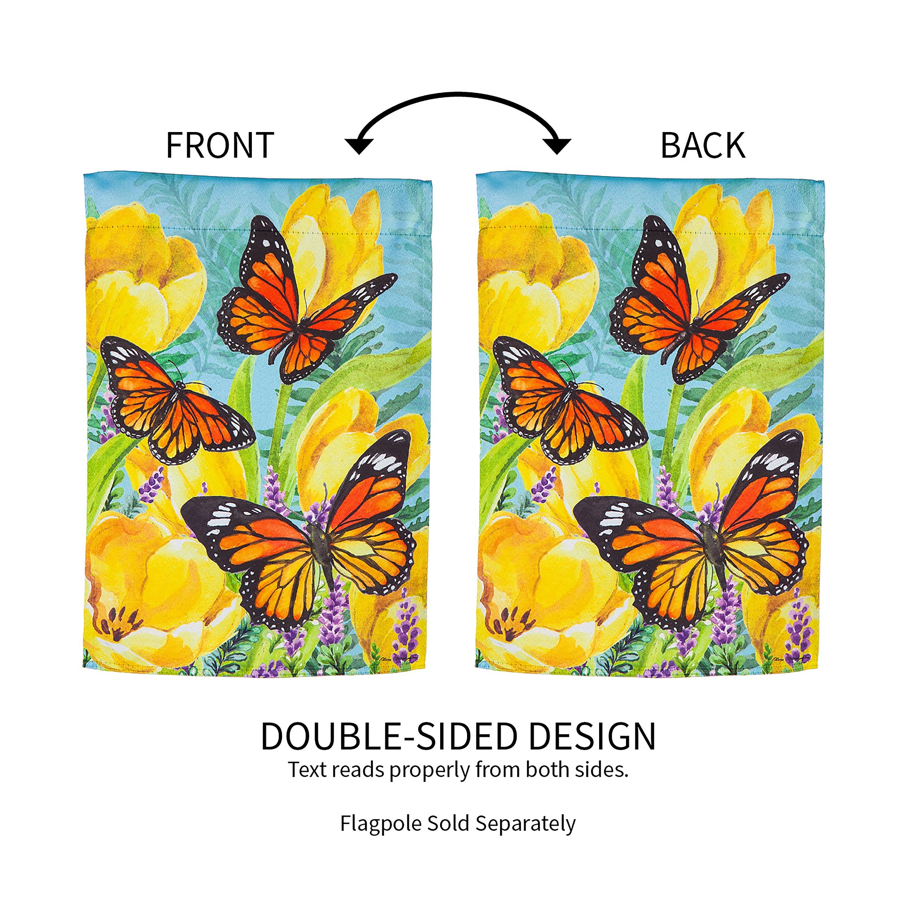 Tulip and Butterfly Garden Suede Flag - Sports Collectibles, Sports Memorabilia, Sports Fan Shop, Sports Gifts