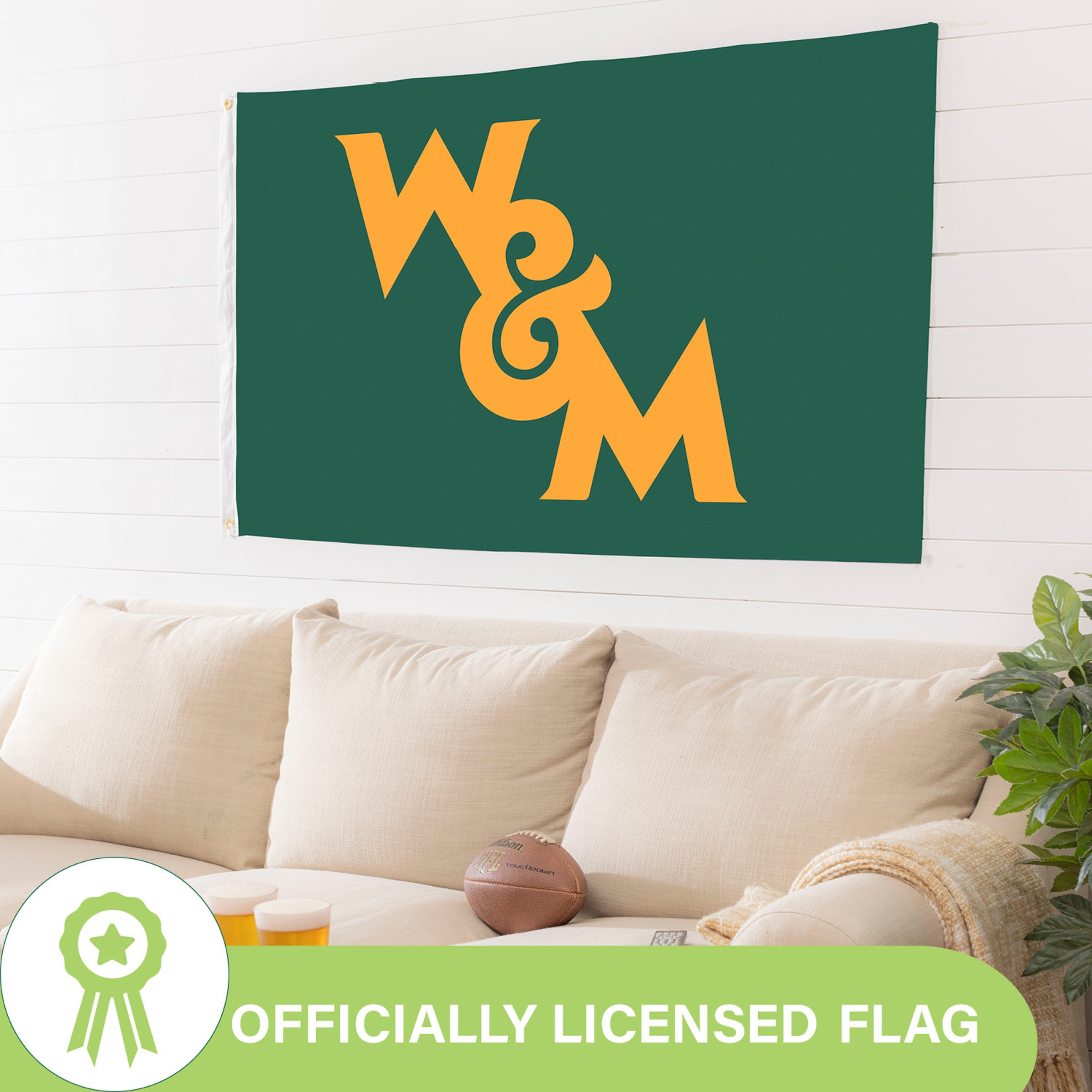 William & Mary Single Sided Flag w/ 2 Grommets, 3'x5' - Sports Gifts, Sports Memorabilia, Sports Collectibles, Fan Shop