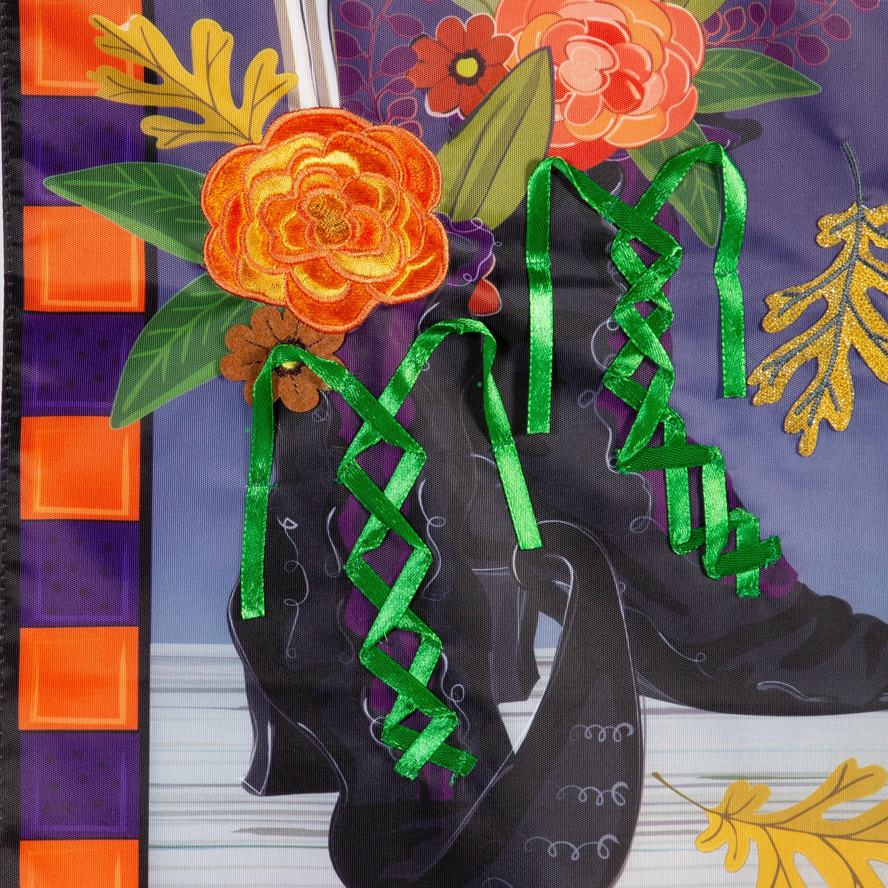 Happy Halloween Witches Boots Applique Garden Flag - Sports Collectibles, Sports Memorabilia, Sports Fan Shop, Sports Gifts